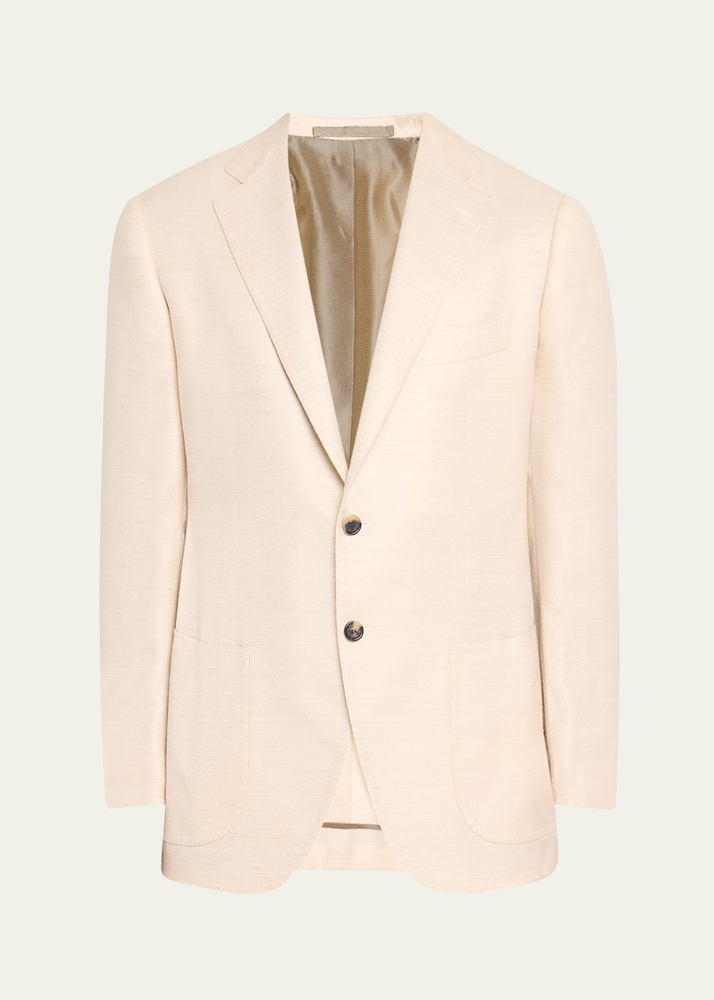 Shop Cesare Attolini Men's Cashmere-silk Twill Sport Coat In N11-beige