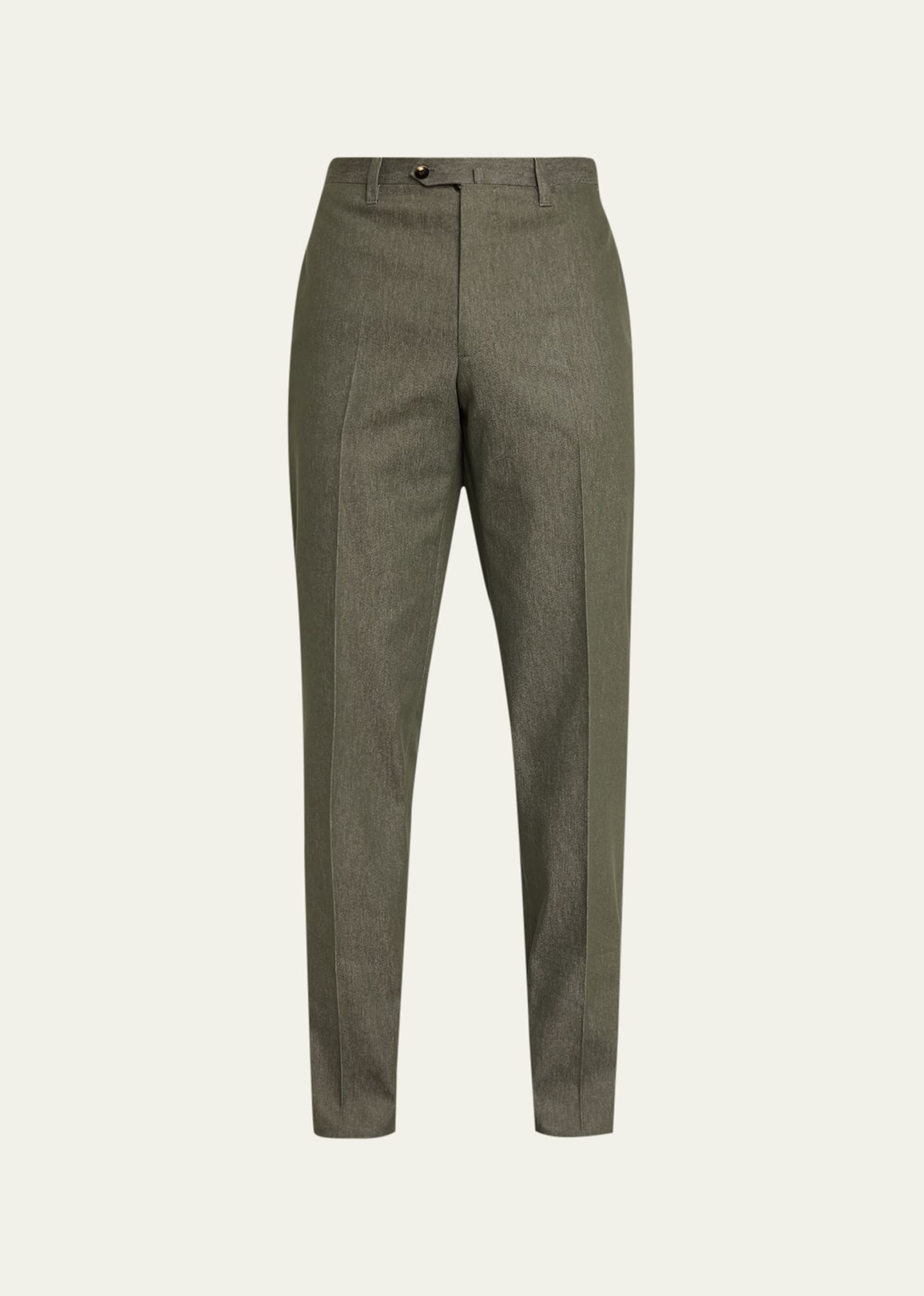 Cesare Attolini Men's Wool-mohair Twill Trousers In V31-green