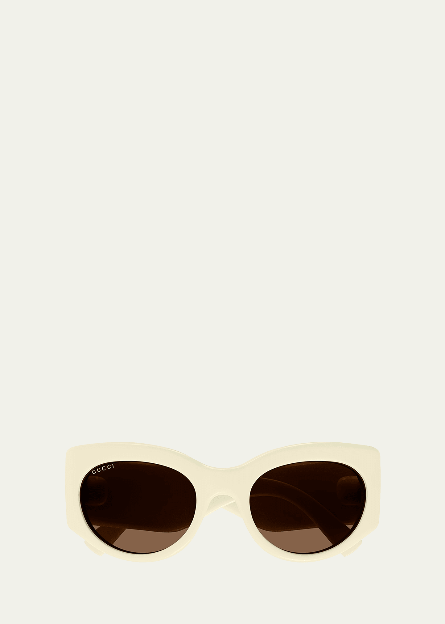 Shop Gucci Gg Plastic Round Sunglasses In Ivory