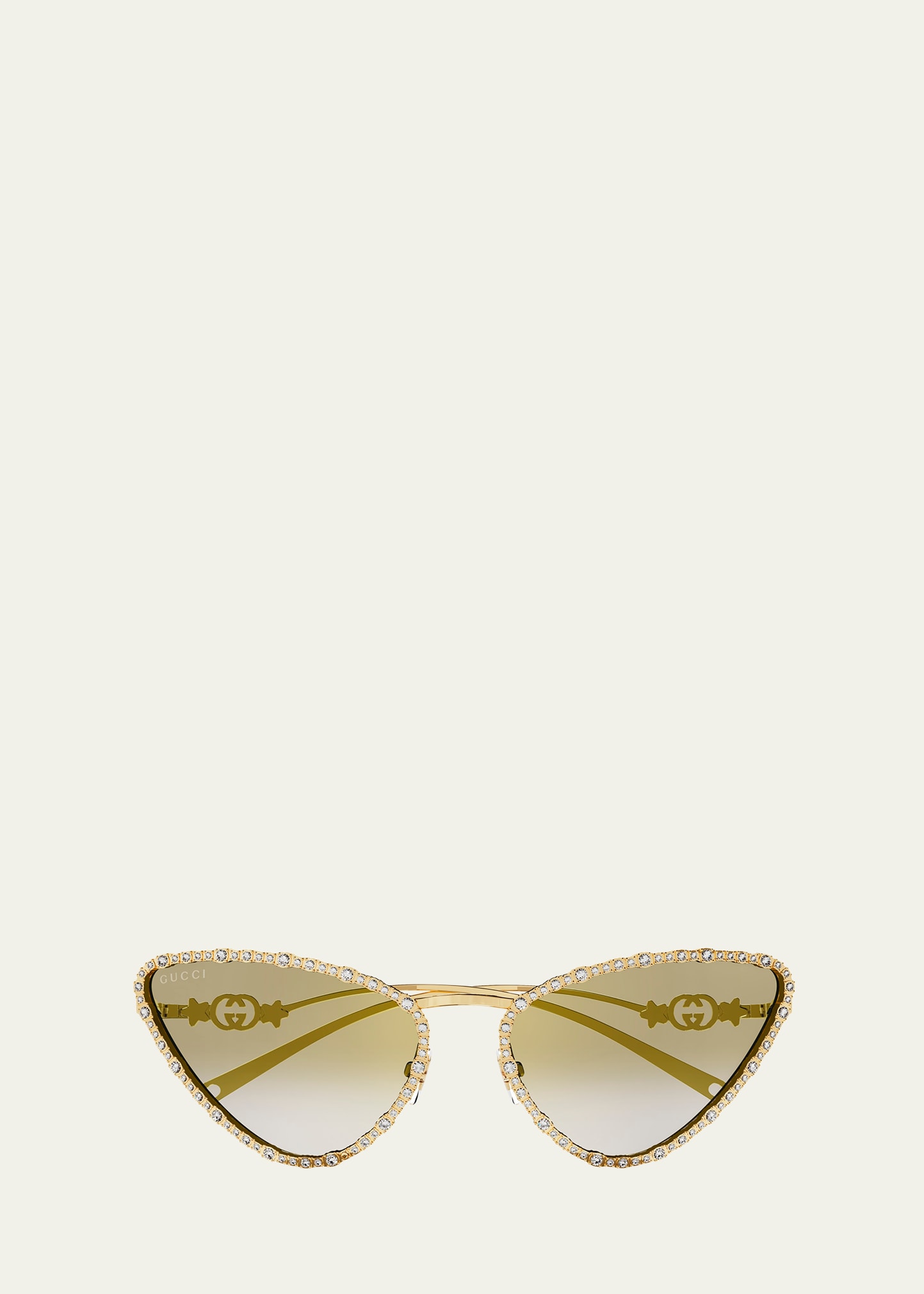 Shop Gucci Gg Star Embellished Metal Cat-eye Sunglasses In Gold