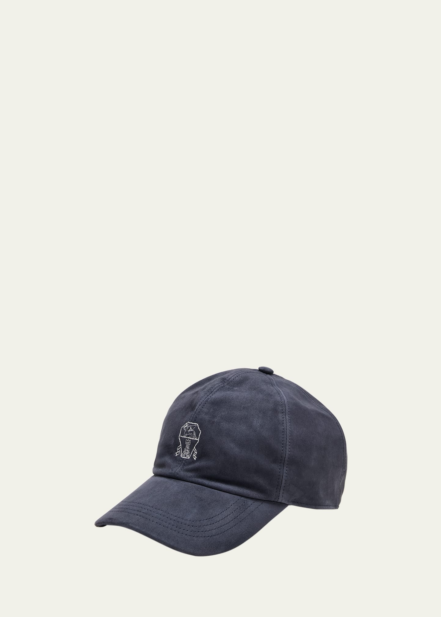 Shop Brunello Cucinelli Men's Suede Baseball Hat In Crx34 Denim Blue