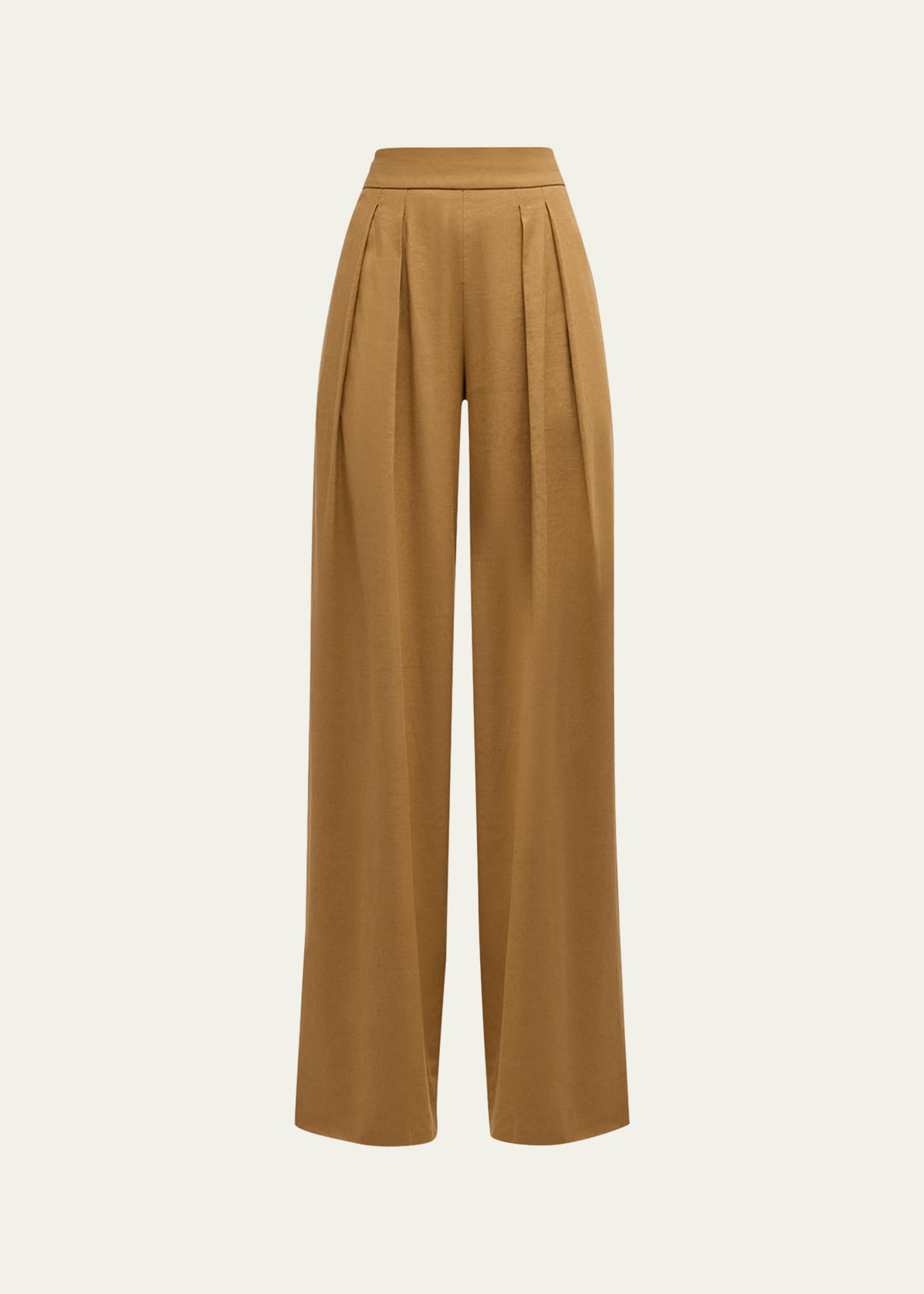 Shop Veronica Beard Jodie Wide-leg Linen Pants In Desert Khaki