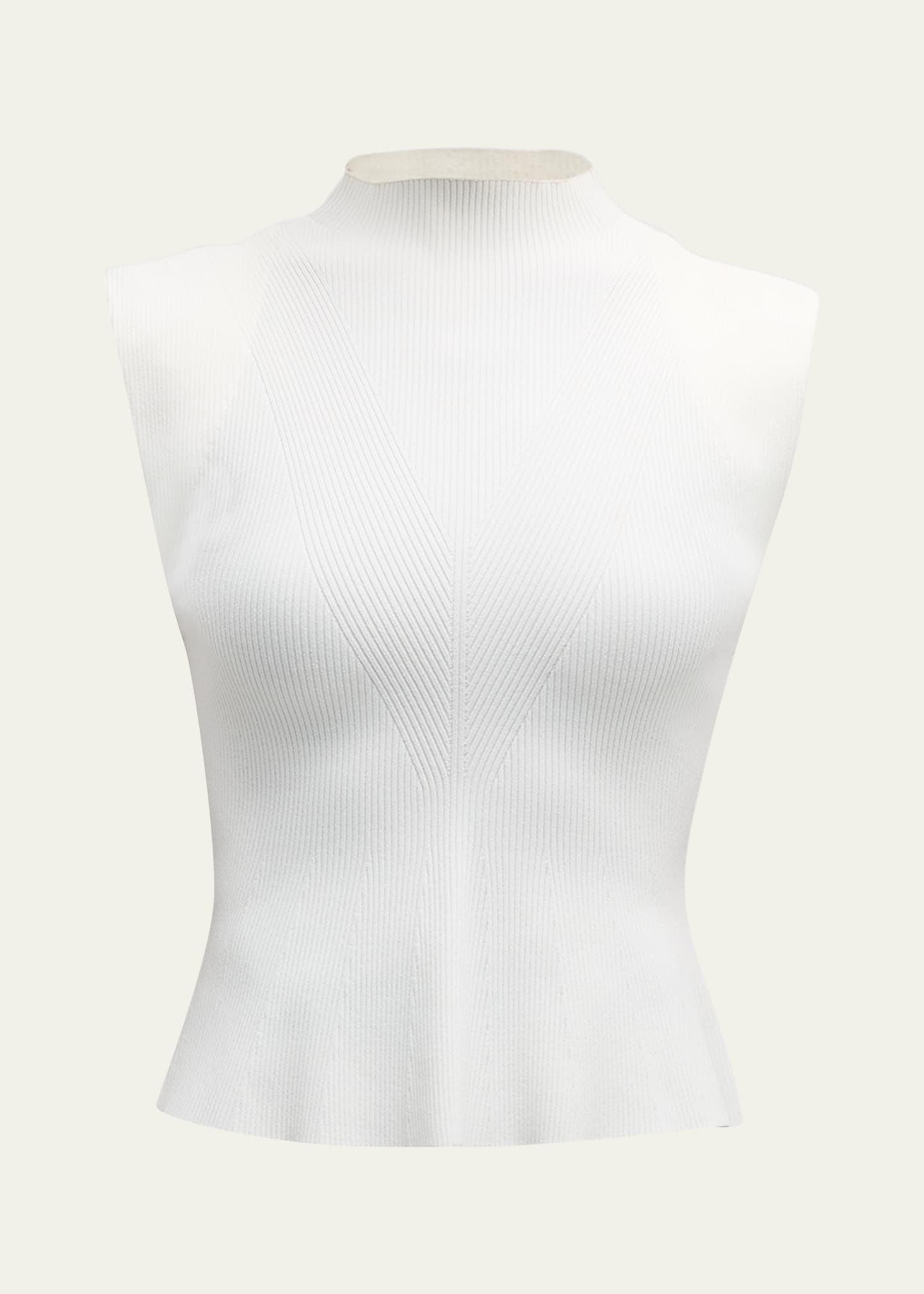Shop Veronica Beard Cio Ribbed Mock-neck Top In Off White
