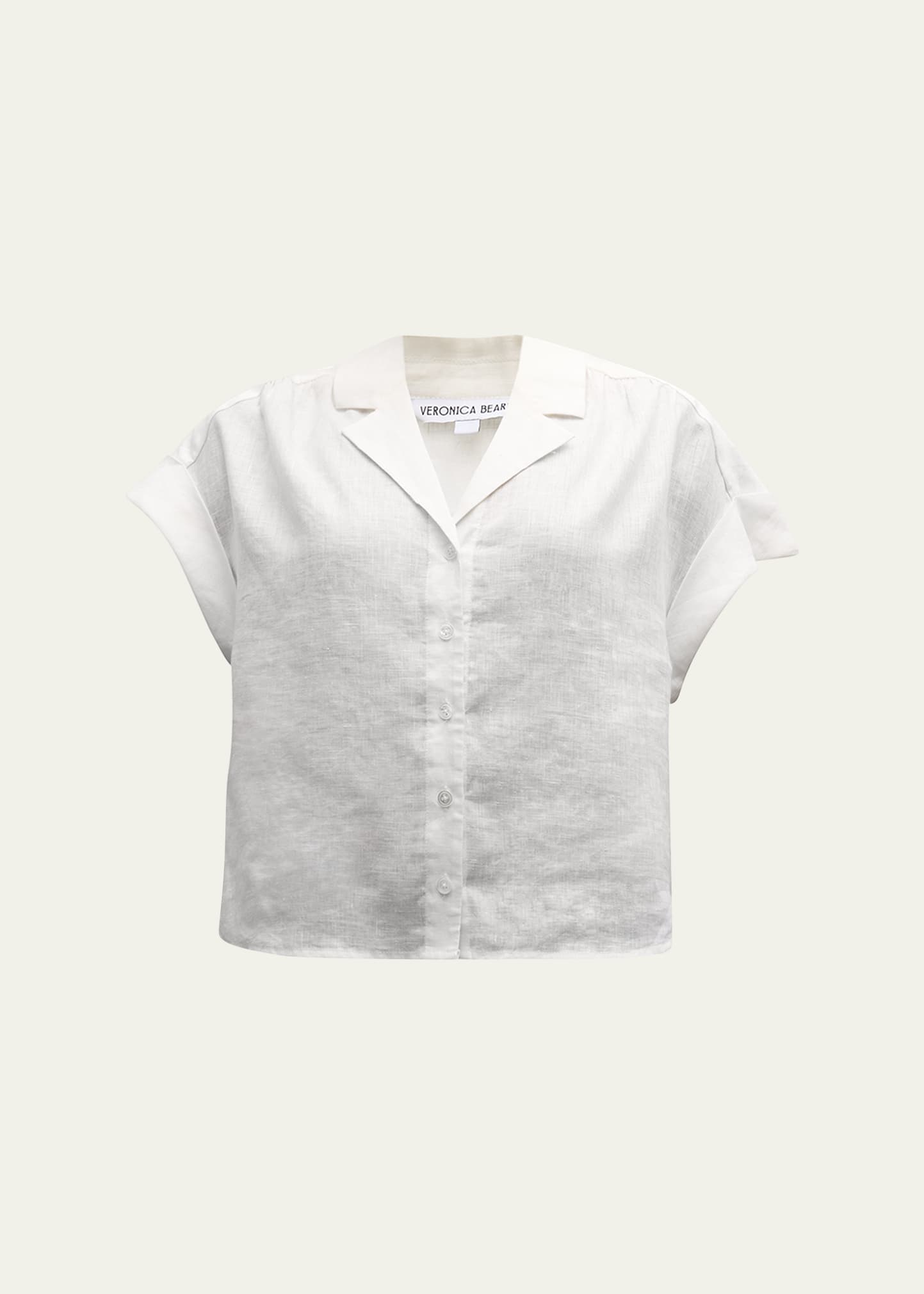 Shop Veronica Beard Kasa Short-sleeve Linen Top In White