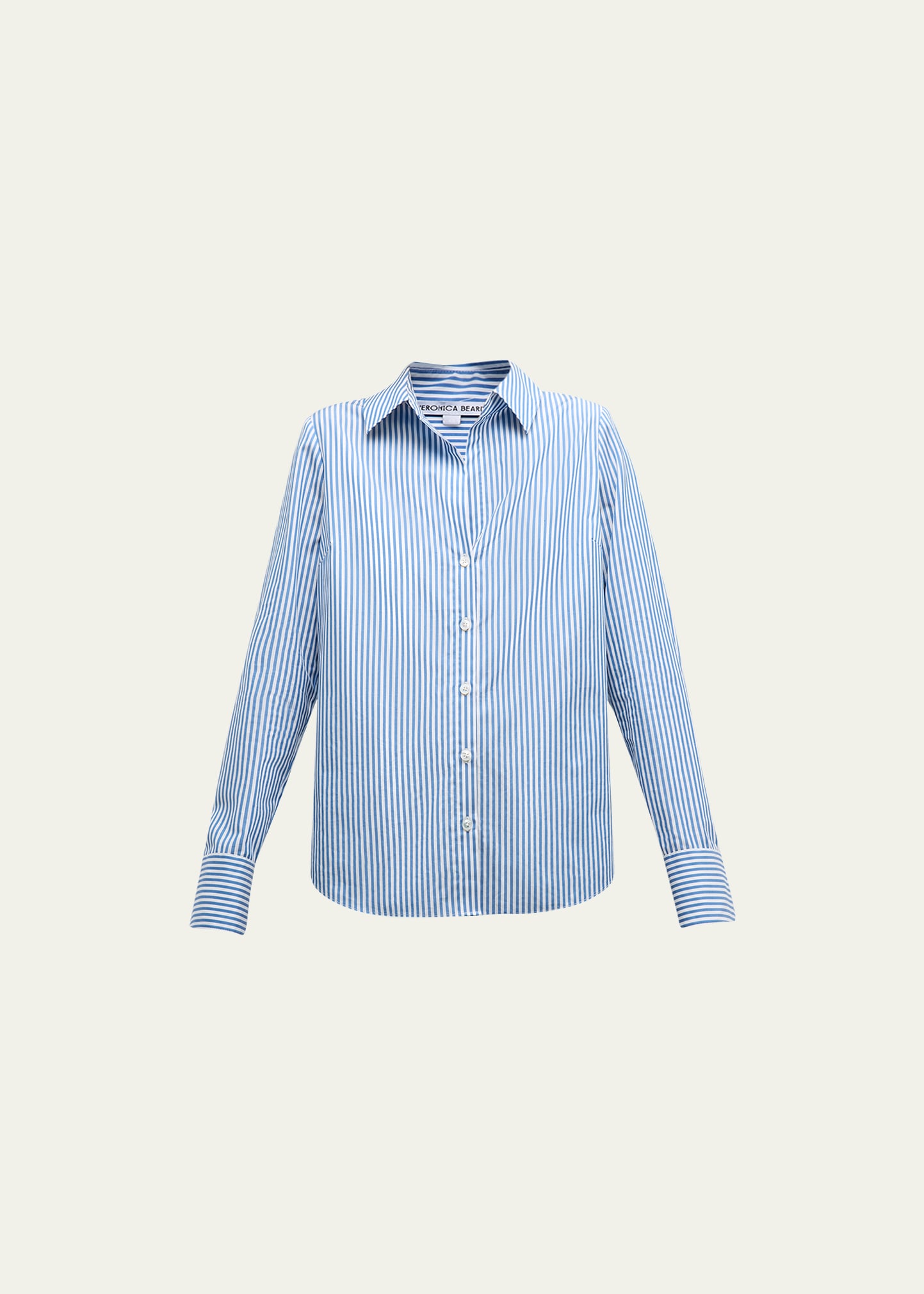 Shop Veronica Beard Amelia Striped Button-front Shirt In Blue/white Stripe