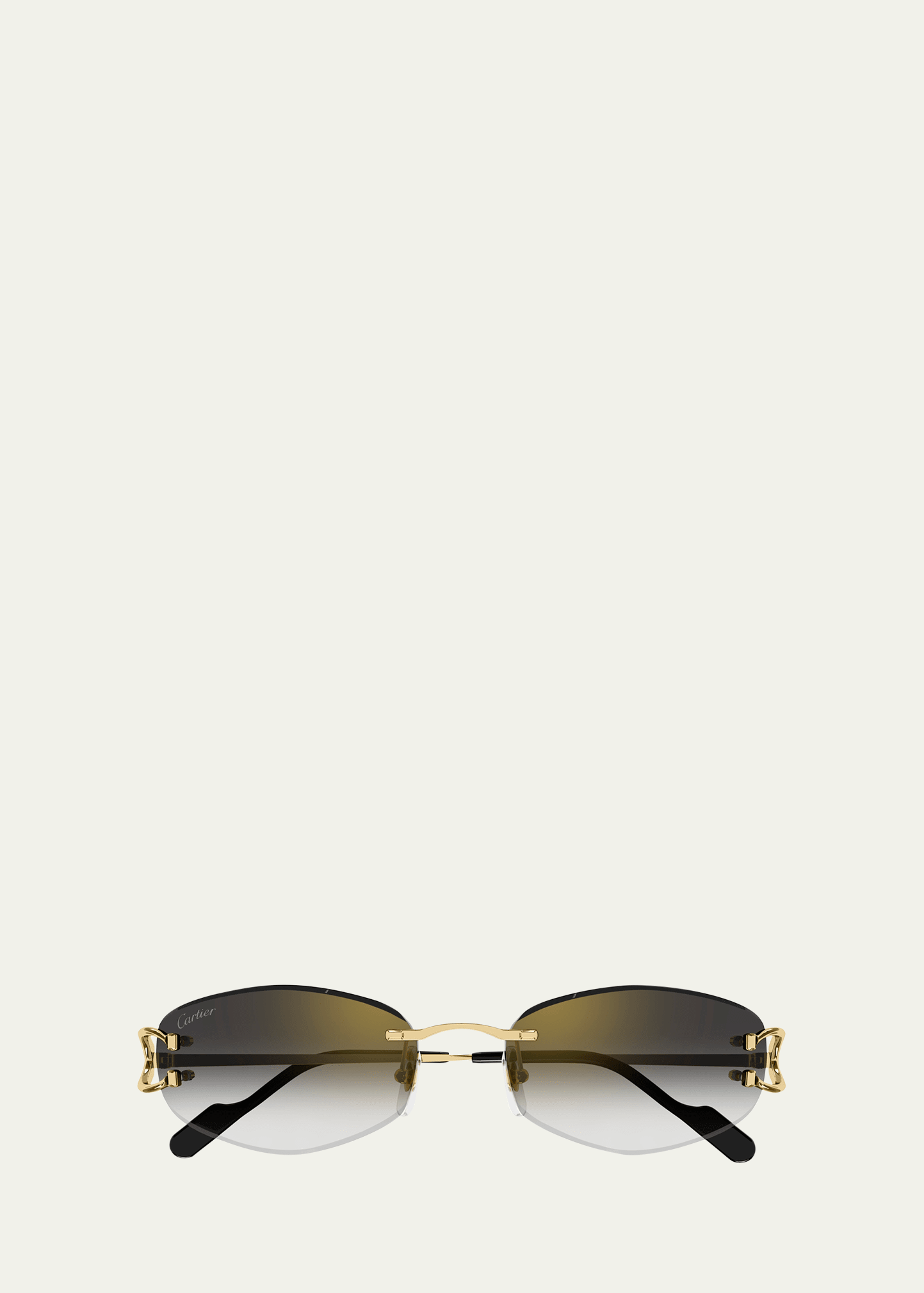 Shop Cartier Gradient Metal Rectangle Sunglasses In Smooth Golden Fin