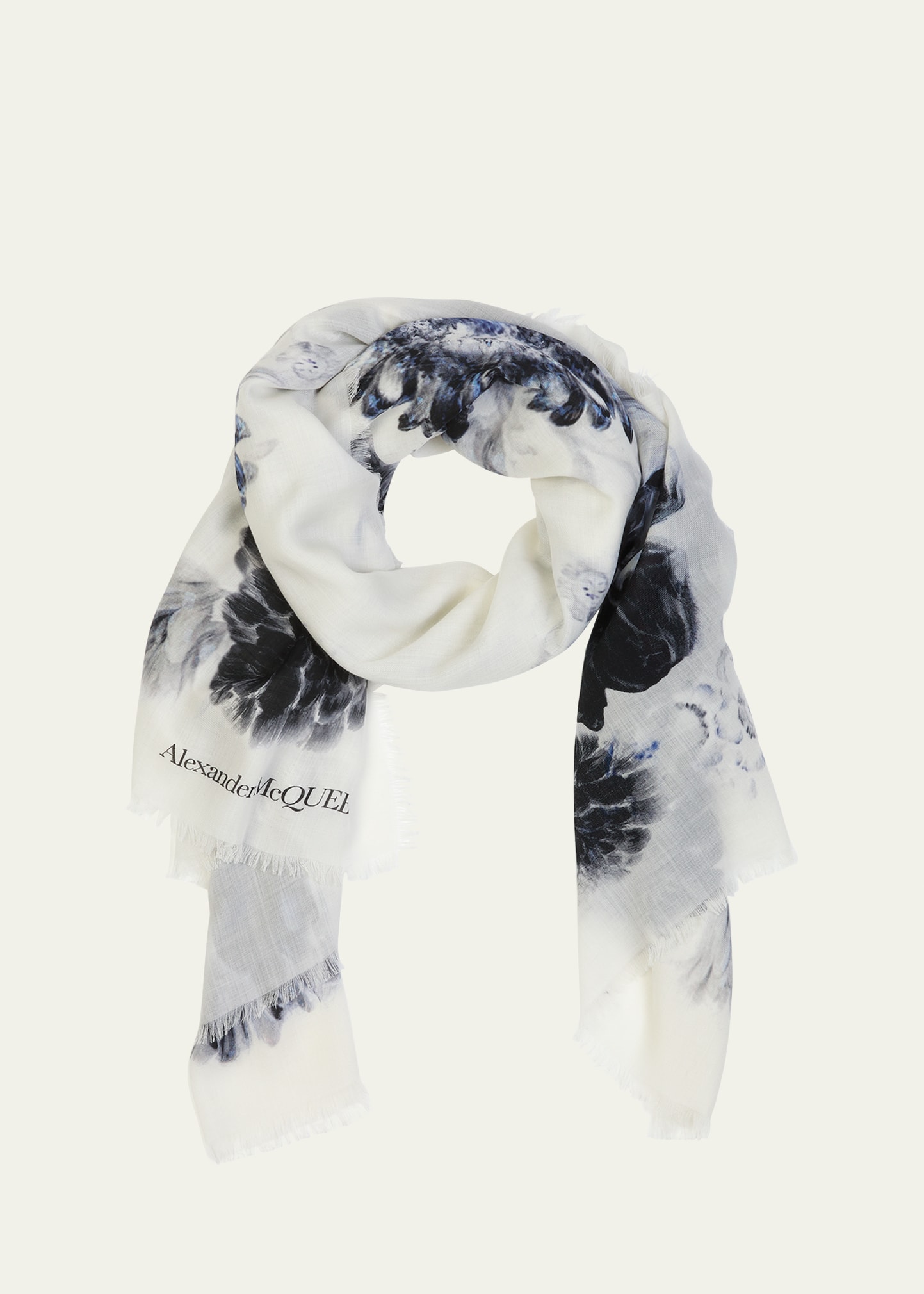 Alexander McQueen Lightweight Floral Cashmere Scarf