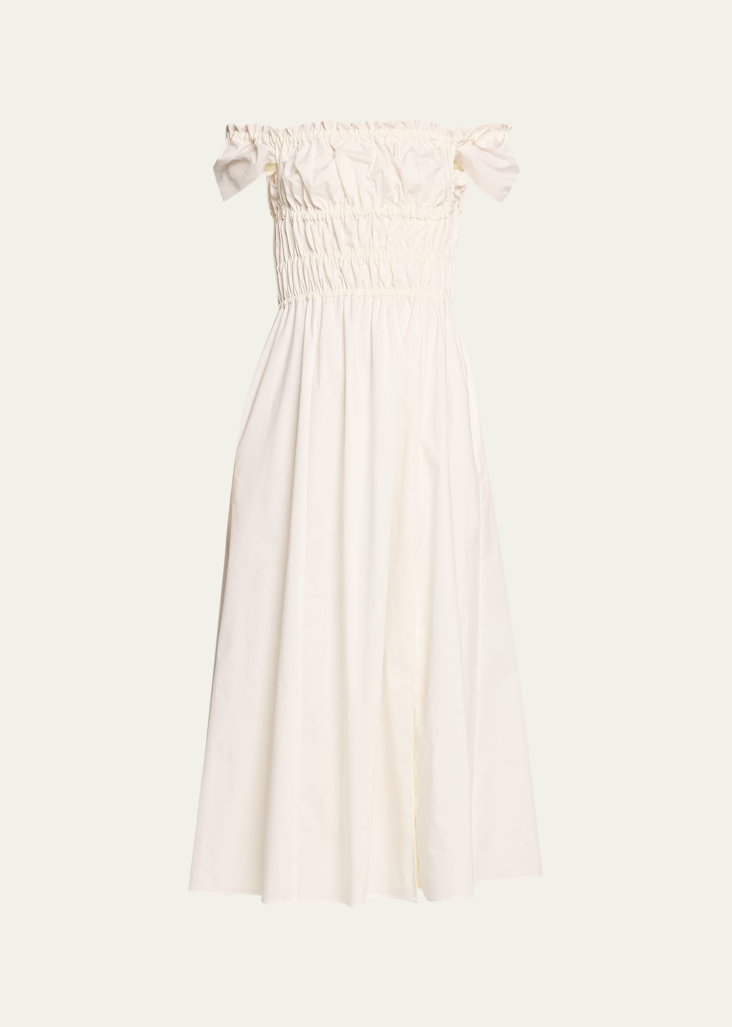 Altuzarra Lily Ruched Cap-sleeve Midi Dress In Optic White