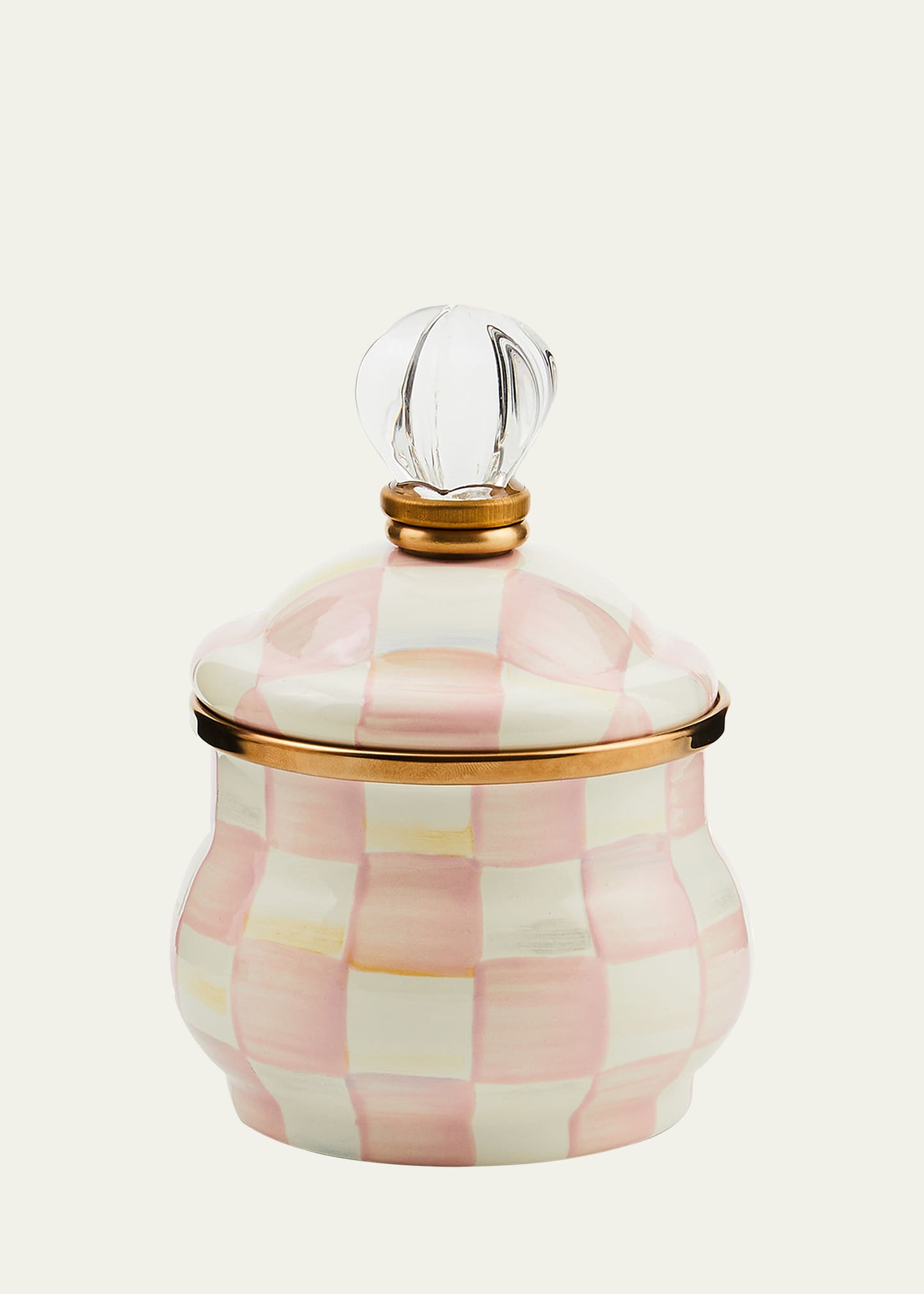 Mackenzie-childs Rosy Check Lidded Sugar Bowl In Pink
