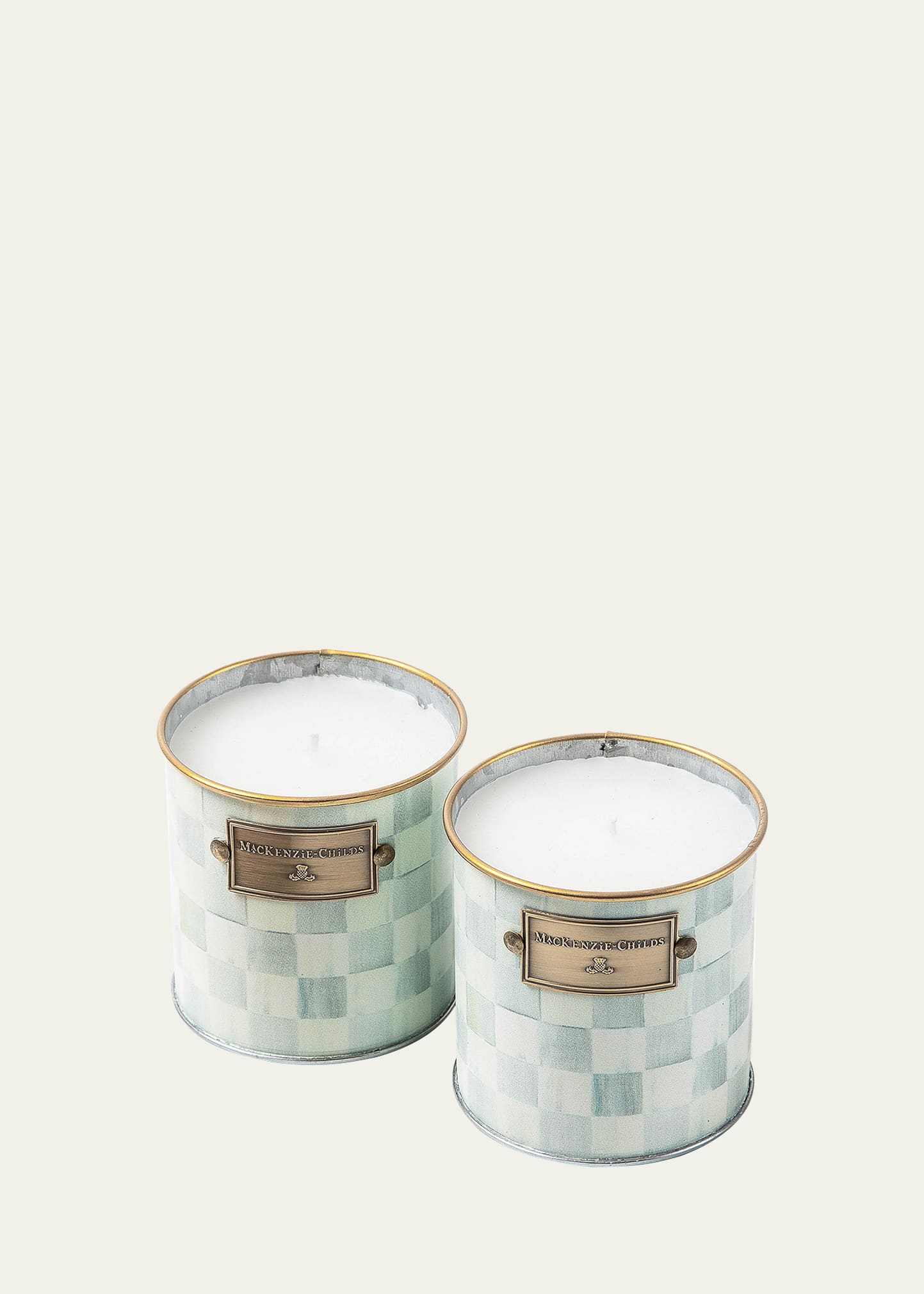 Shop Mackenzie-childs Sterling Check Citronella Candles, Set Of 2