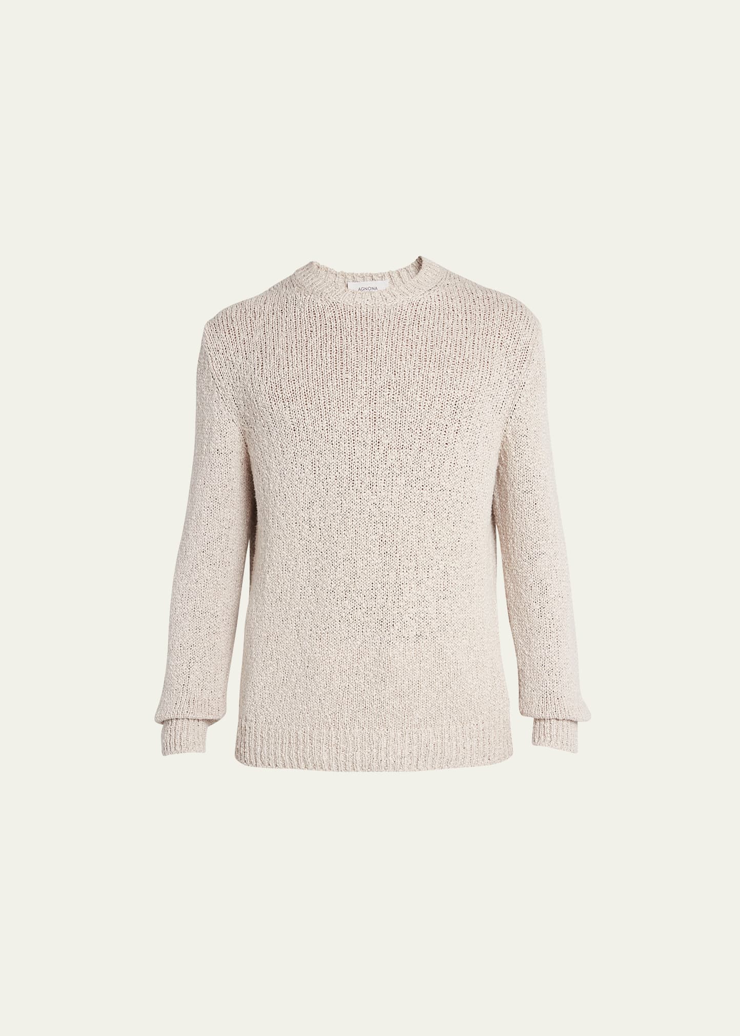 Agnona Men's Cotton-silk Knit Crewneck Sweater In Linen