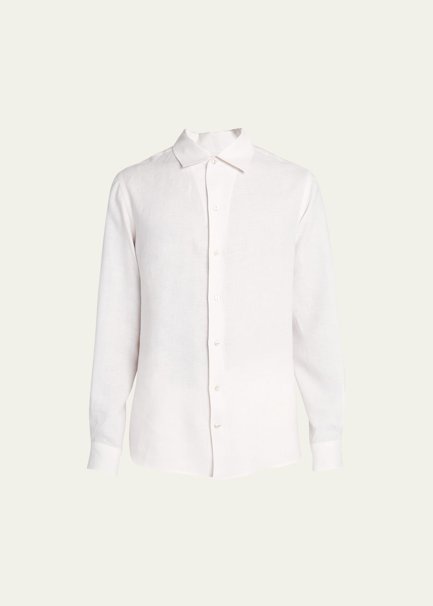 Agnona Men's Solid Linen Sport Shirt In White
