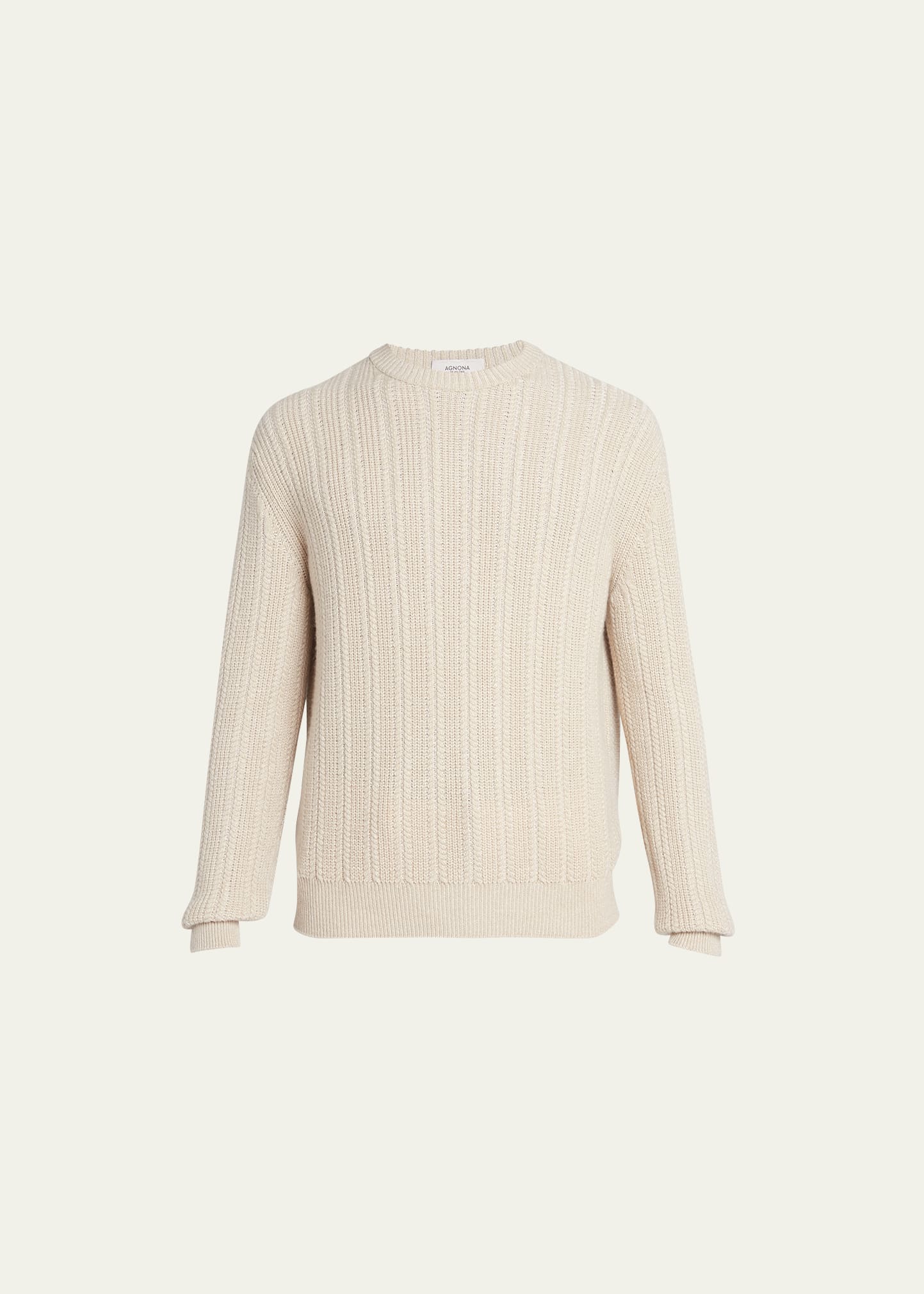 Agnona Men's Cashmere-blend Micro Cable Sweater In Cinnamon