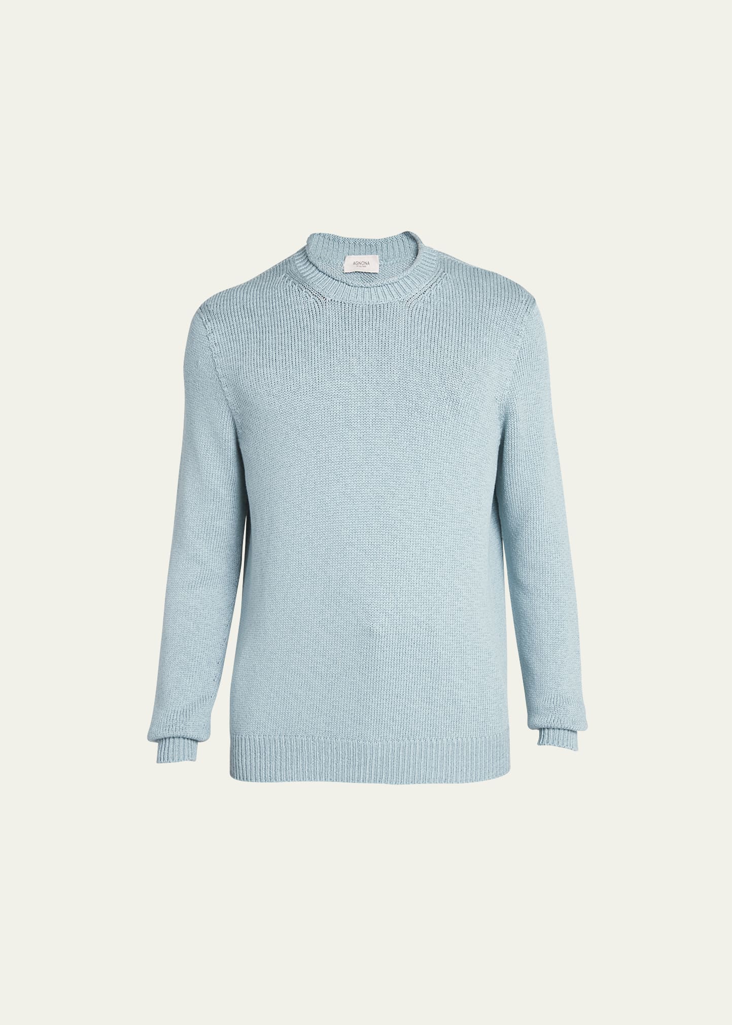 Shop Agnona Men's Silk-cotton Jersey Sweater In Iceberg