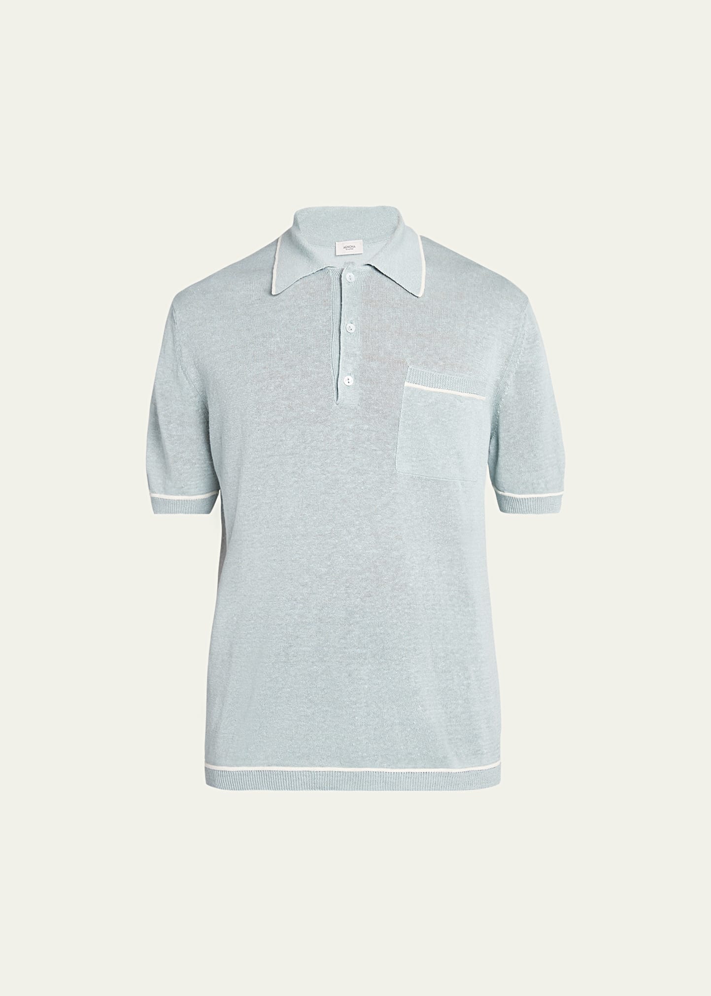 Agnona Men's Linen-silk Jersey Polo Shirt In Mint