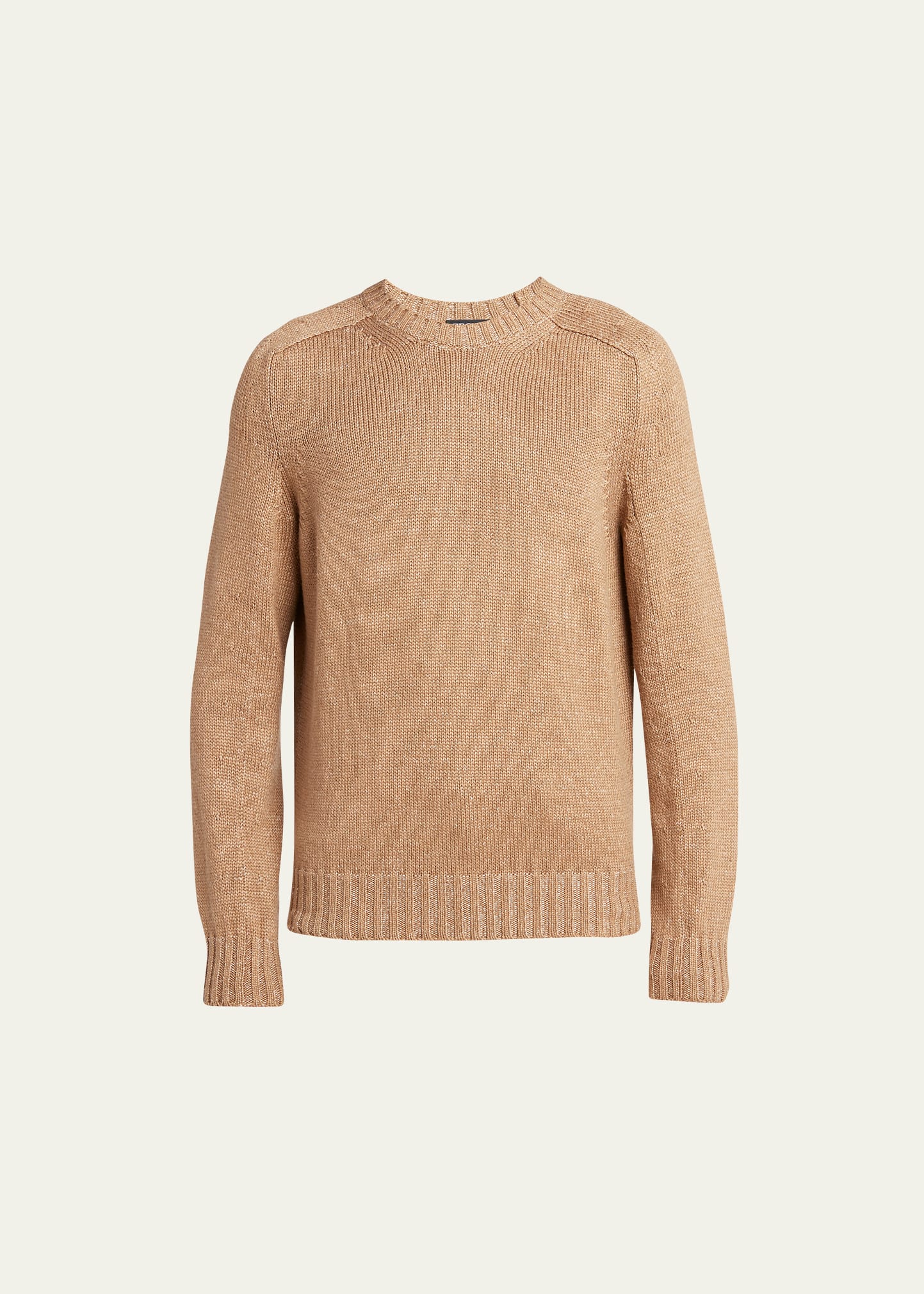 Zegna Men's Melange Knit Crewneck Sweater In Brown