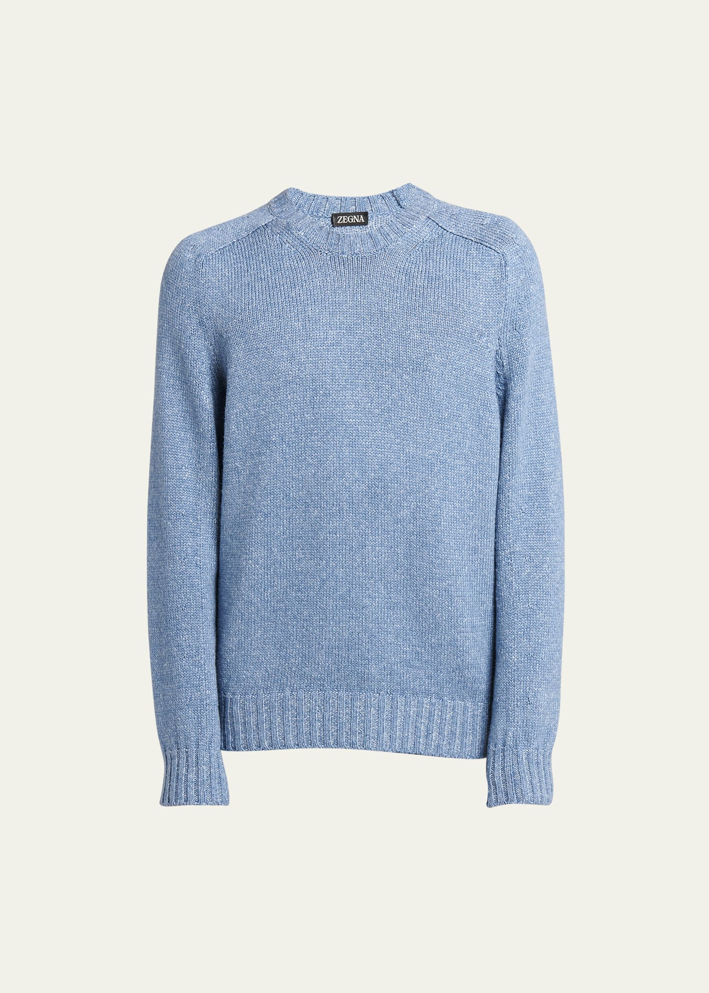 Zegna Men's Melange Crewneck Sweater In Blue