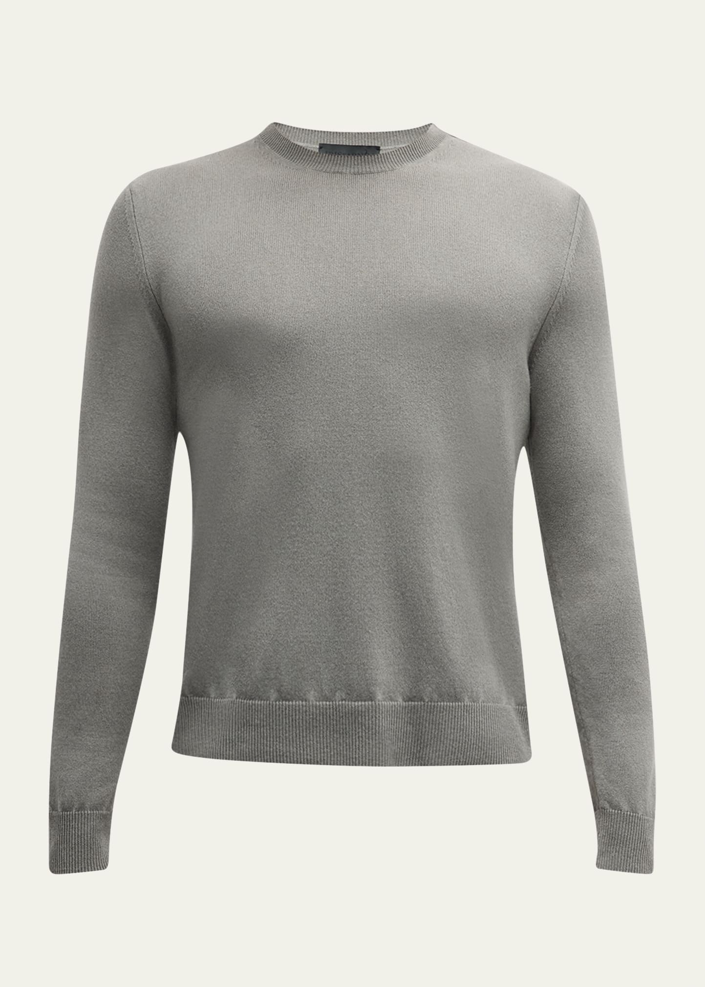 Iris Von Arnim Men's Stonewashed Cashmere Crewneck Sweater In Sage