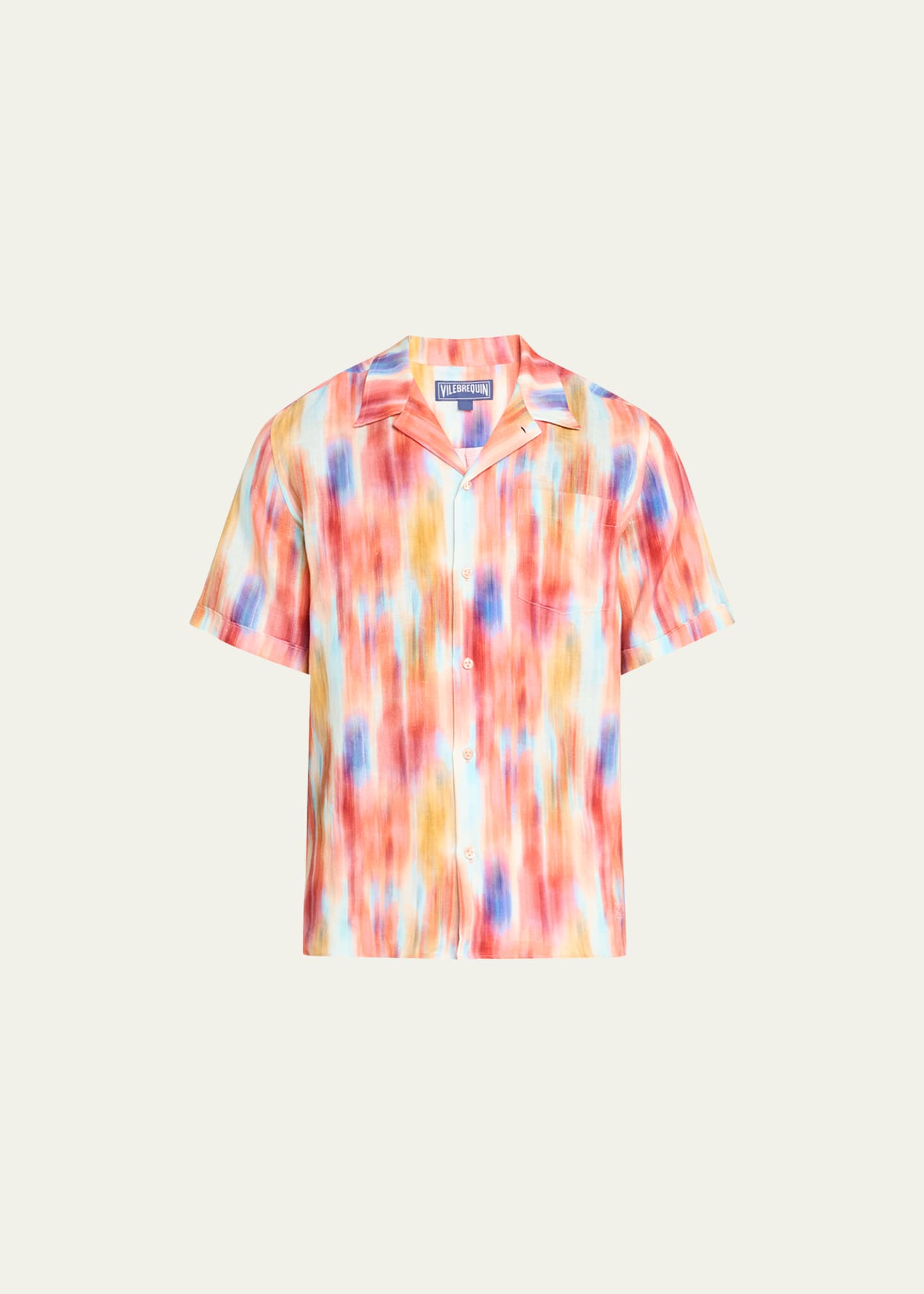 Shop Vilebrequin Men's Ikat-print Short-sleeve Shirt In Multicolor