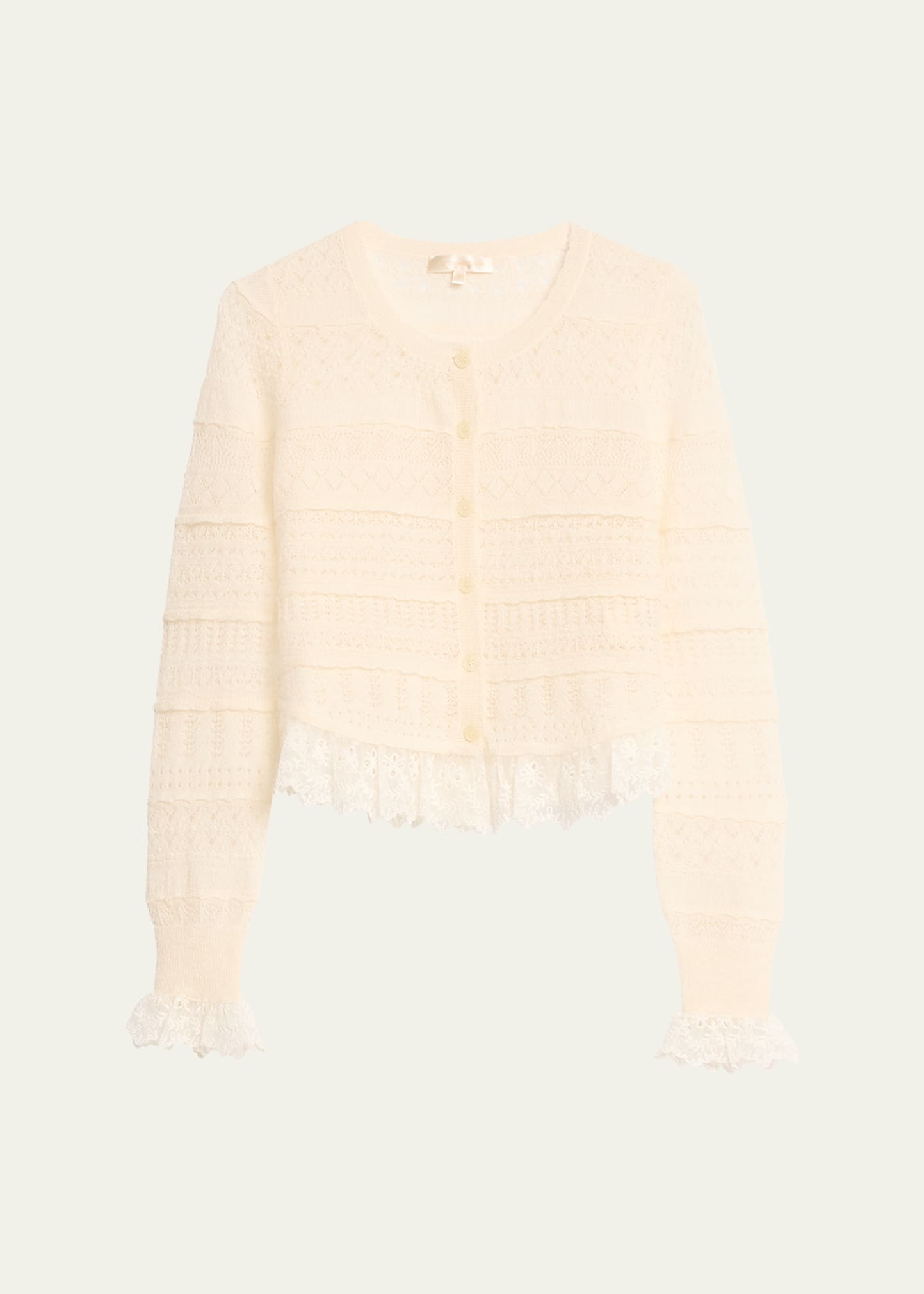 Norden Cropped Wool Embroidered Lace Cardigan