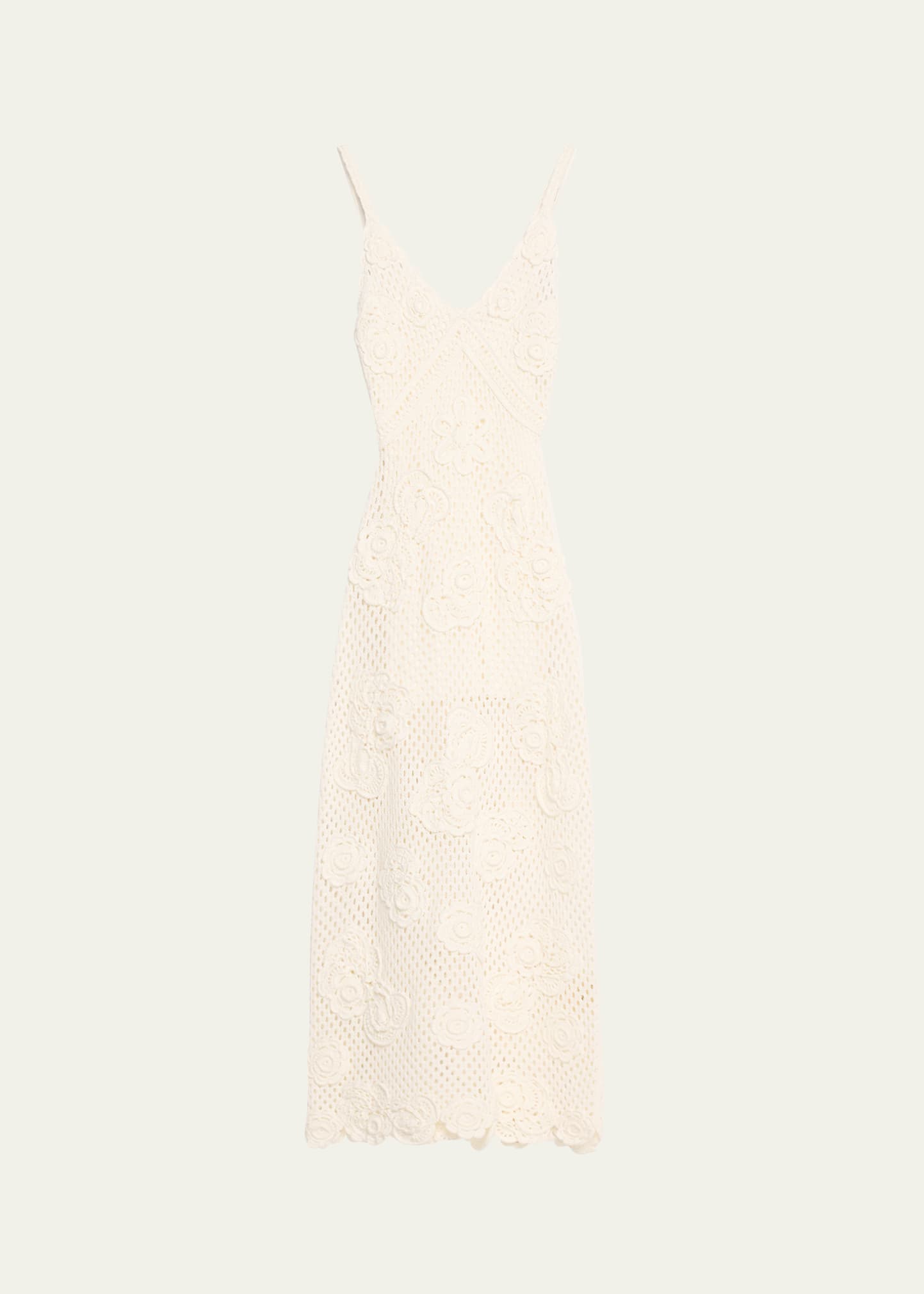 Shop Loveshackfancy Rohesia Floral Crochet V-neck Maxi Dress In Off White