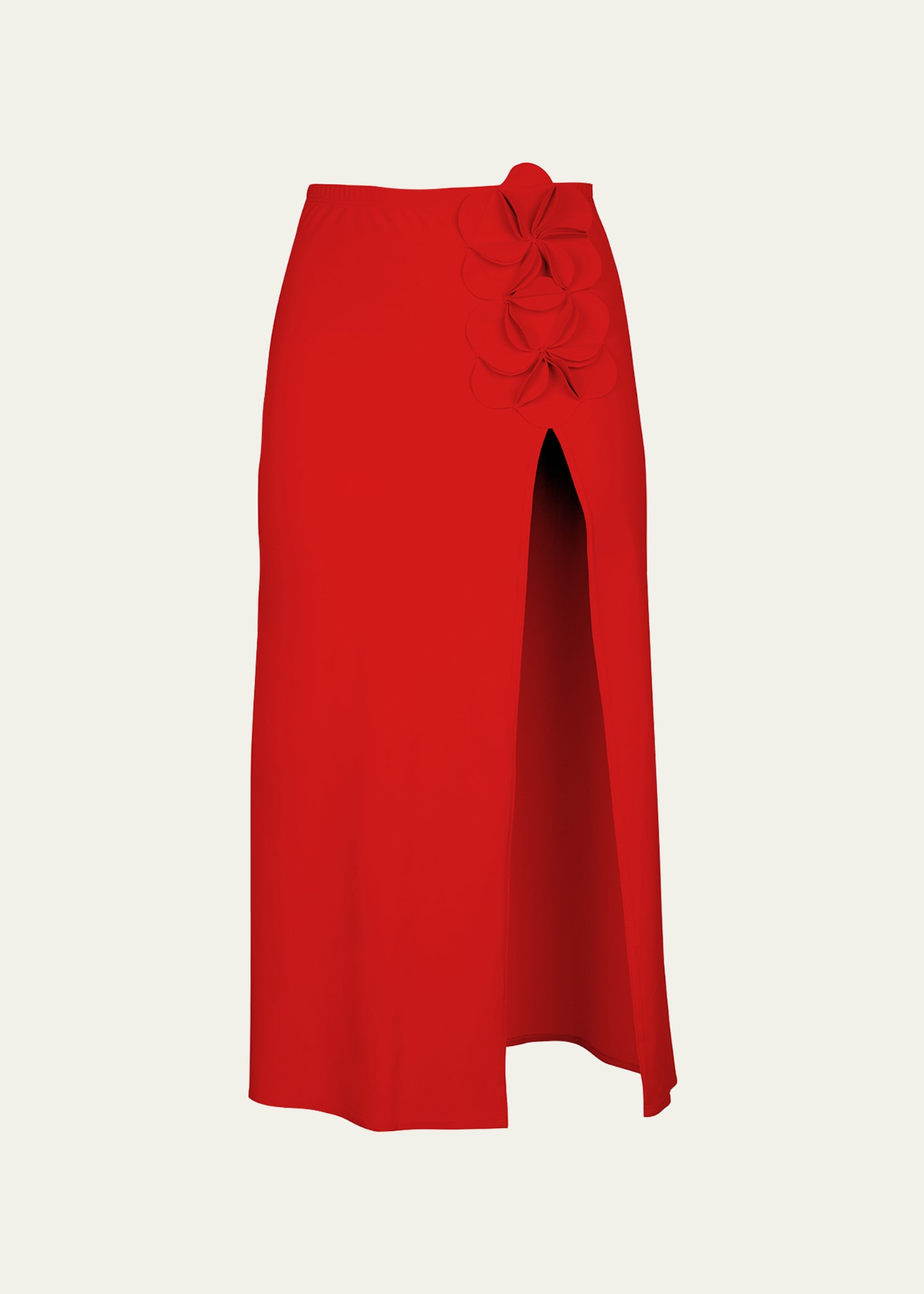 Karla Colletto Tess Straight Rosette Maxi Skirt In Cherry