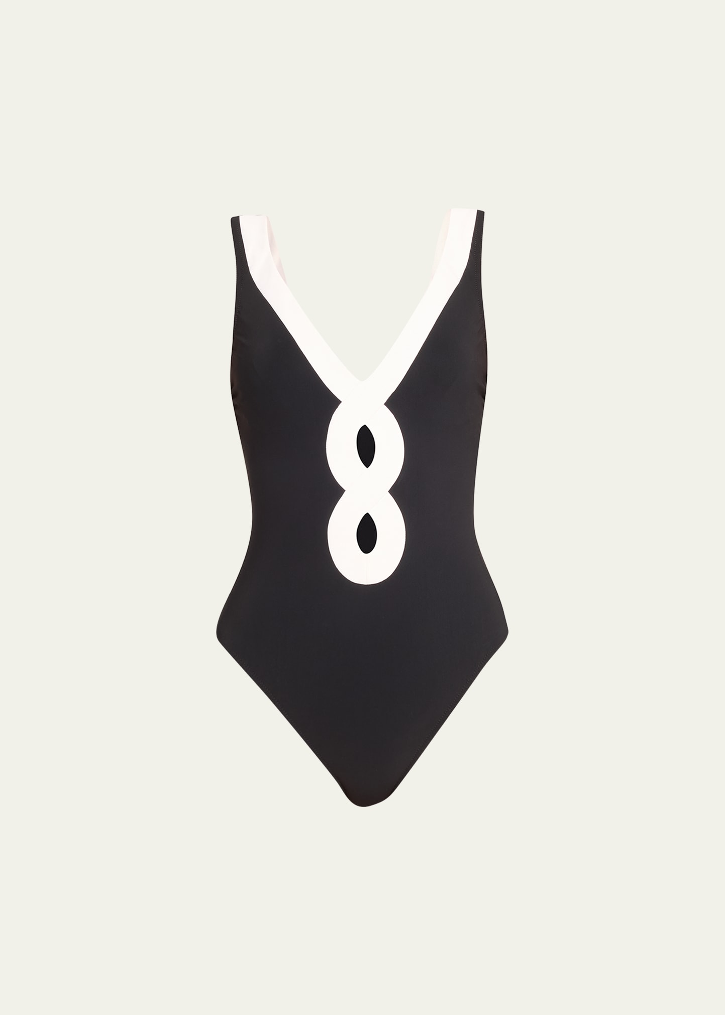 Karla Colletto Octavia V-neck Silent Underwire One-piece Swimsuit In Black White