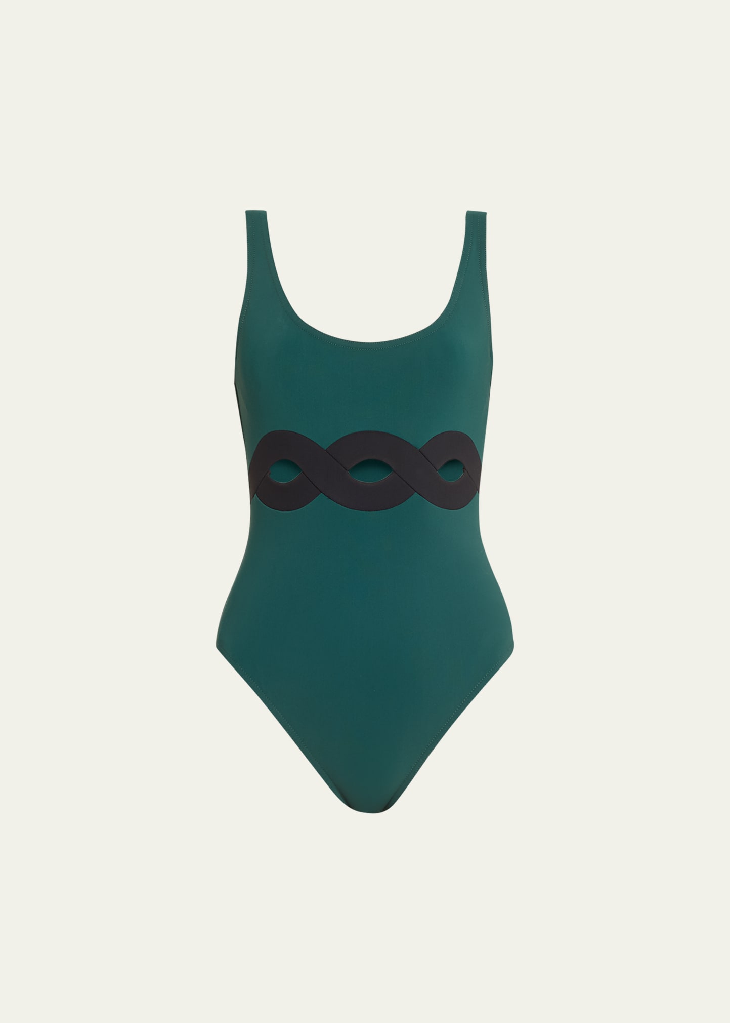 Karla Colletto Octavia Round-neck Silent Underwire One-piece Swimsuit In Spruce Black