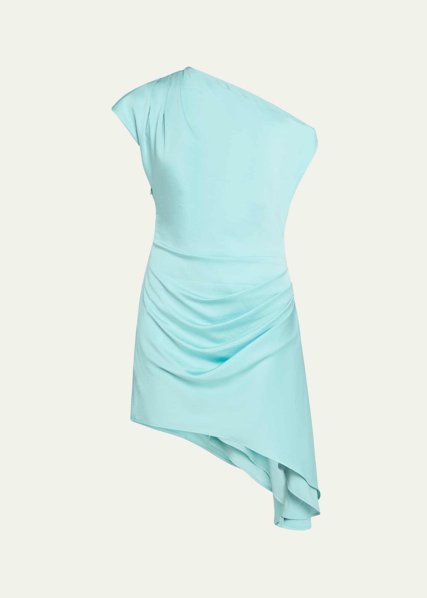 Shop Anna Quan Flora Draped Satin Mini Dress In Electric Teal