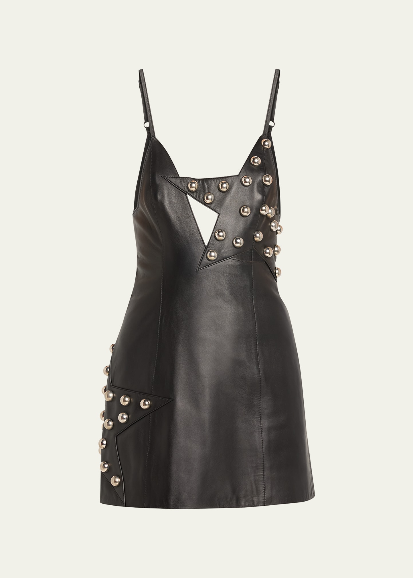 Studded Star Leather Mini Dress