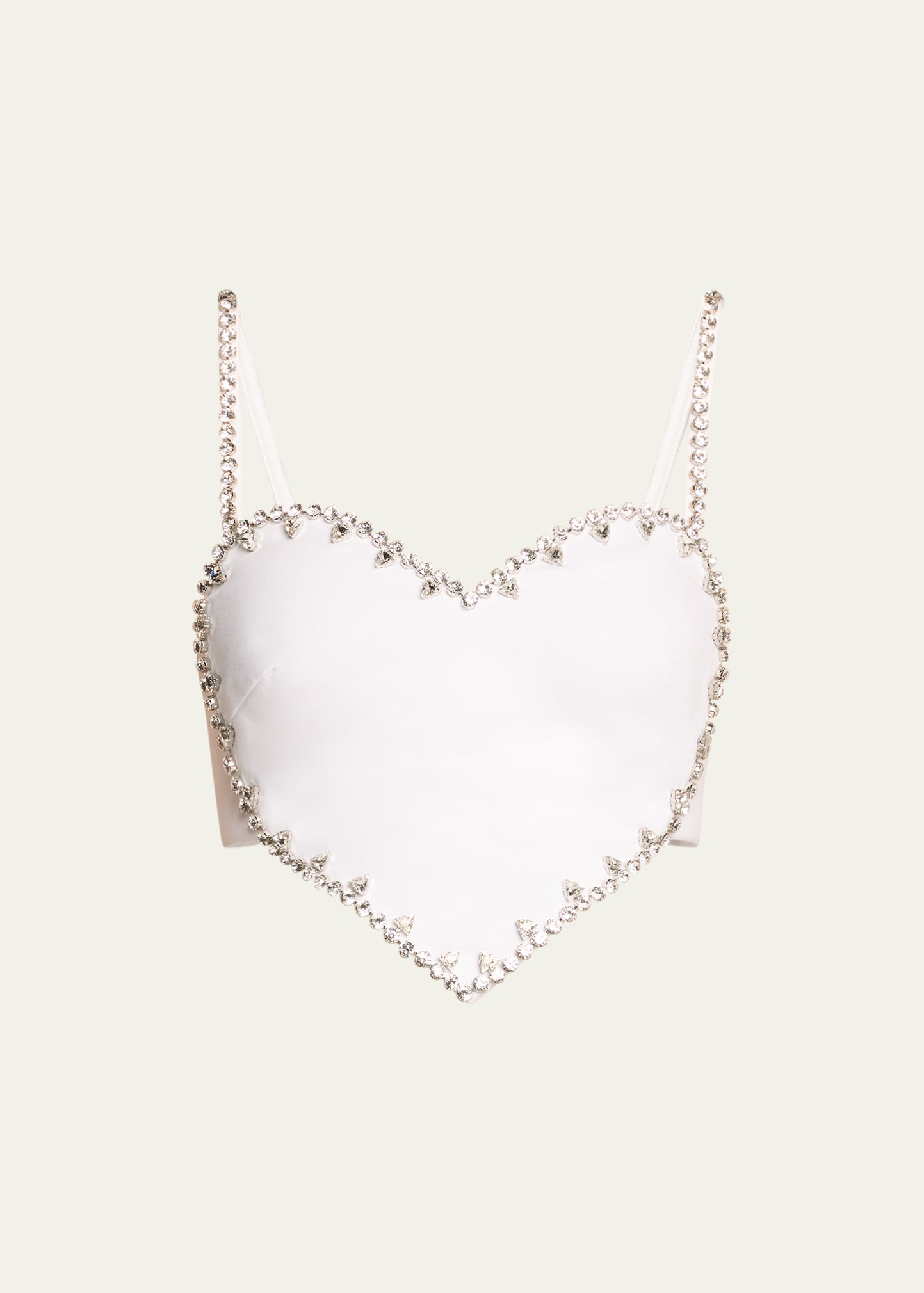 Area Crystal-trim Heart Crop Top In White