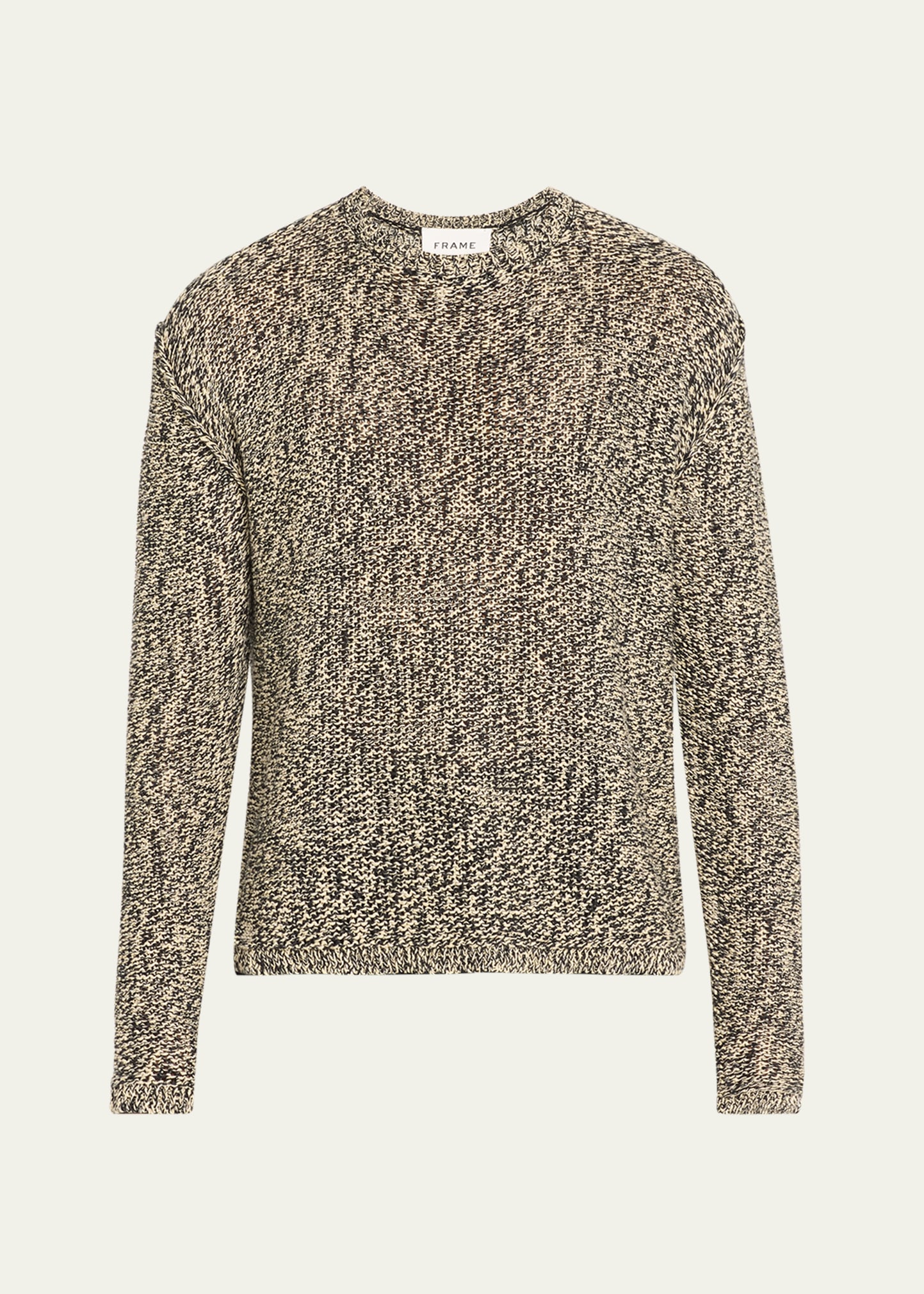 Shop Frame Men's Marled Linen-blend Sweater In Beige/melange