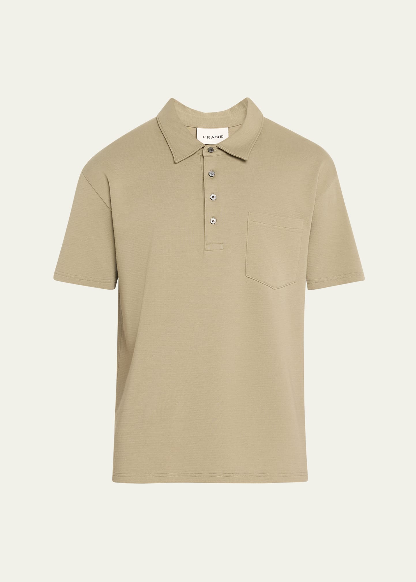 Frame Men's Duo Fold Ribbed Polo In Neutral