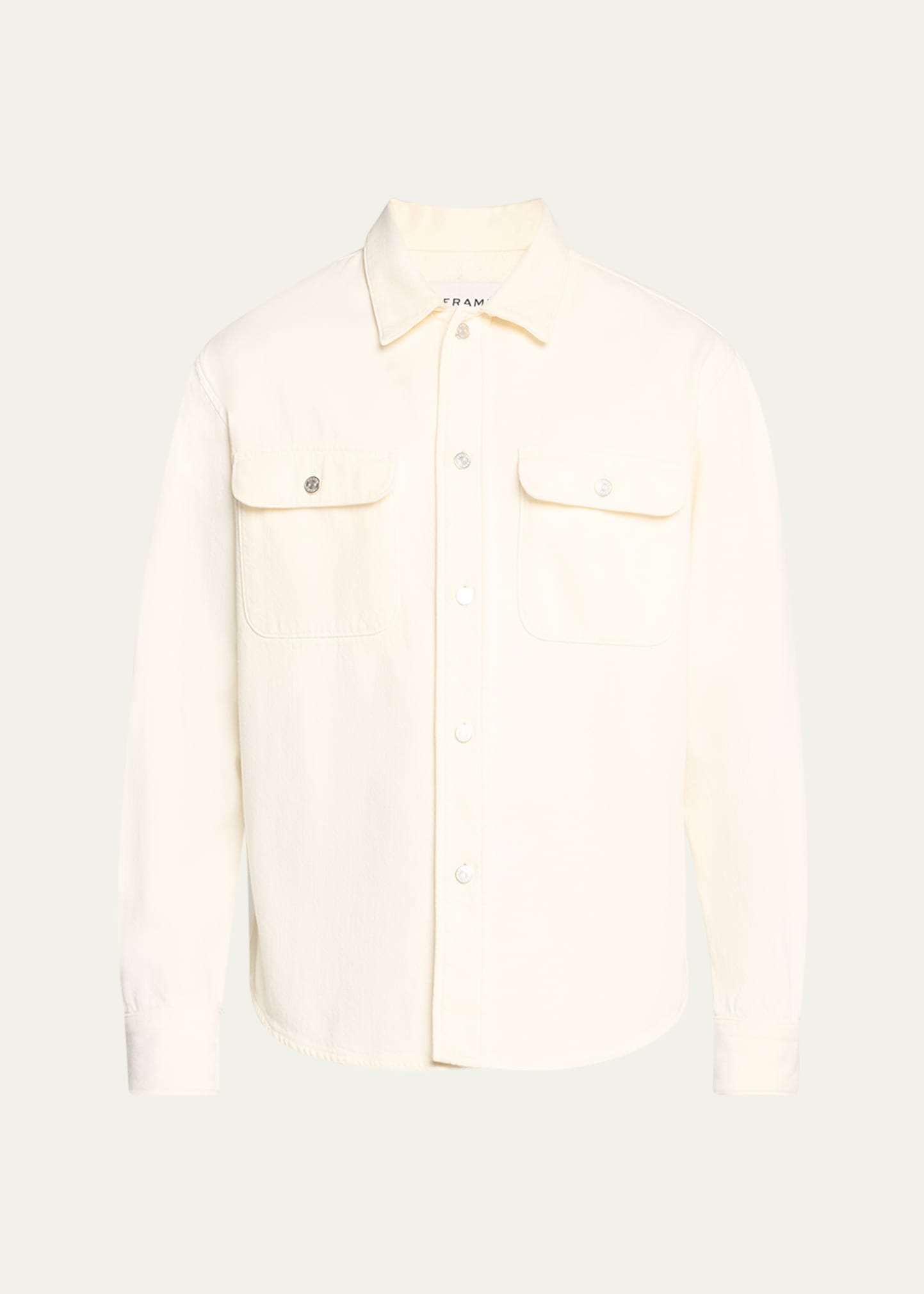 Shop Frame Men's Textured Terry Overshirt In Off White