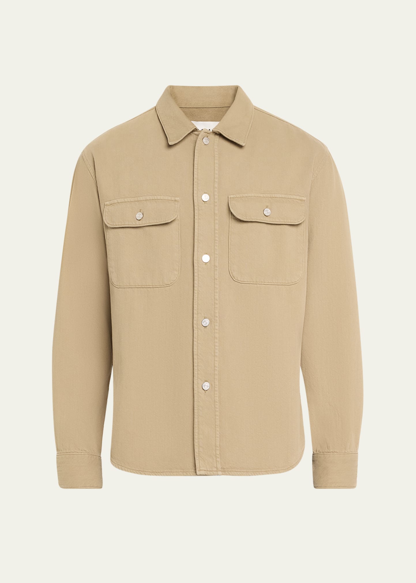 Shop Frame Men's Textured Terry Overshirt In Dark Beige