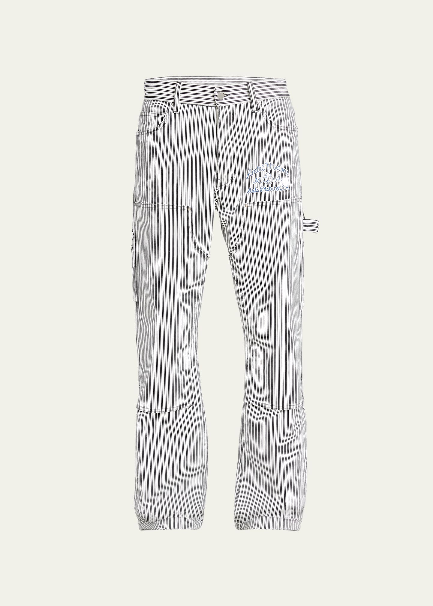 Shop Amiri Men's Railroad Striped Carpenter Pants In Black/white