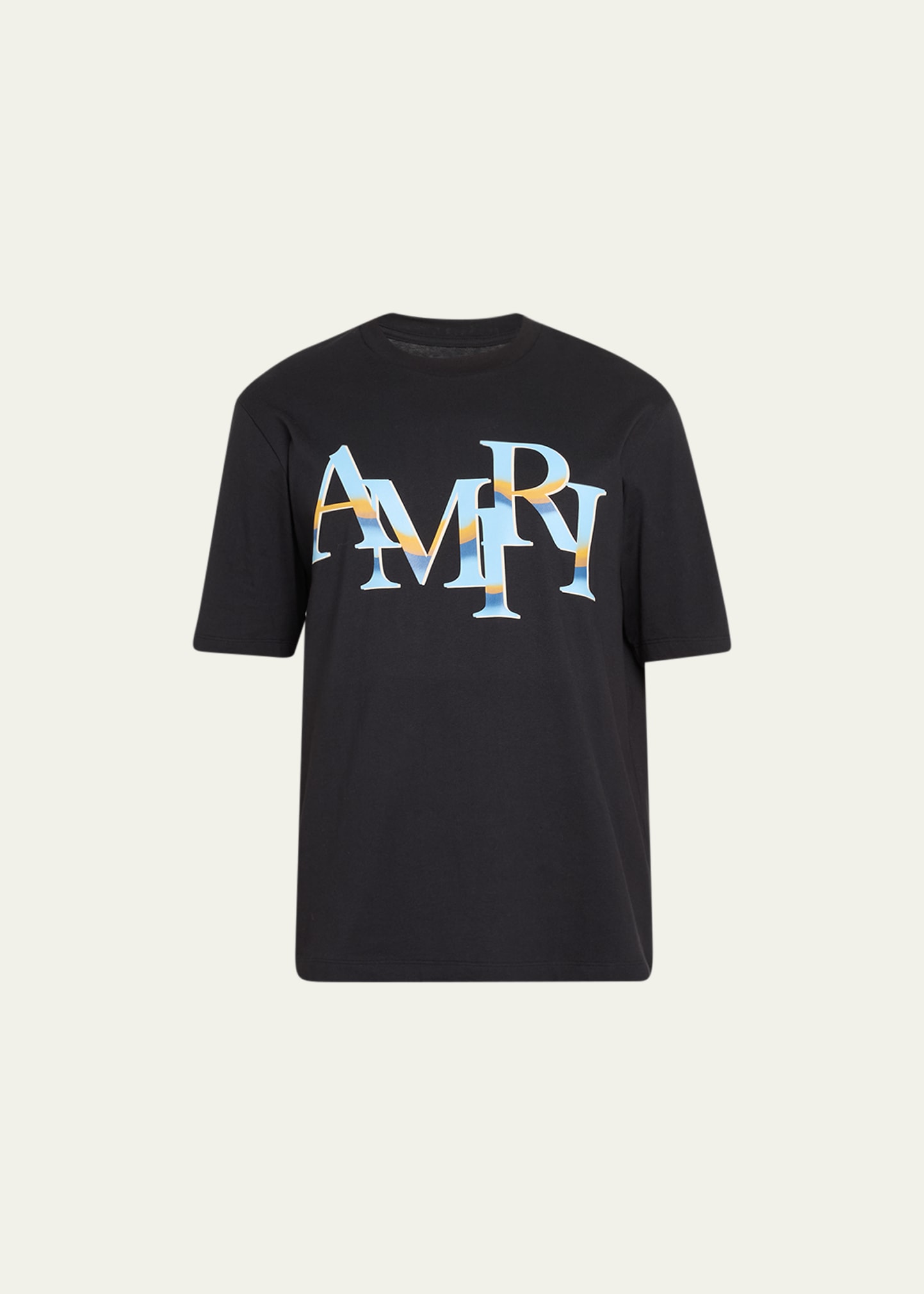 Shop Amiri Men's Staggered Letter Jersey T-shirt In Black