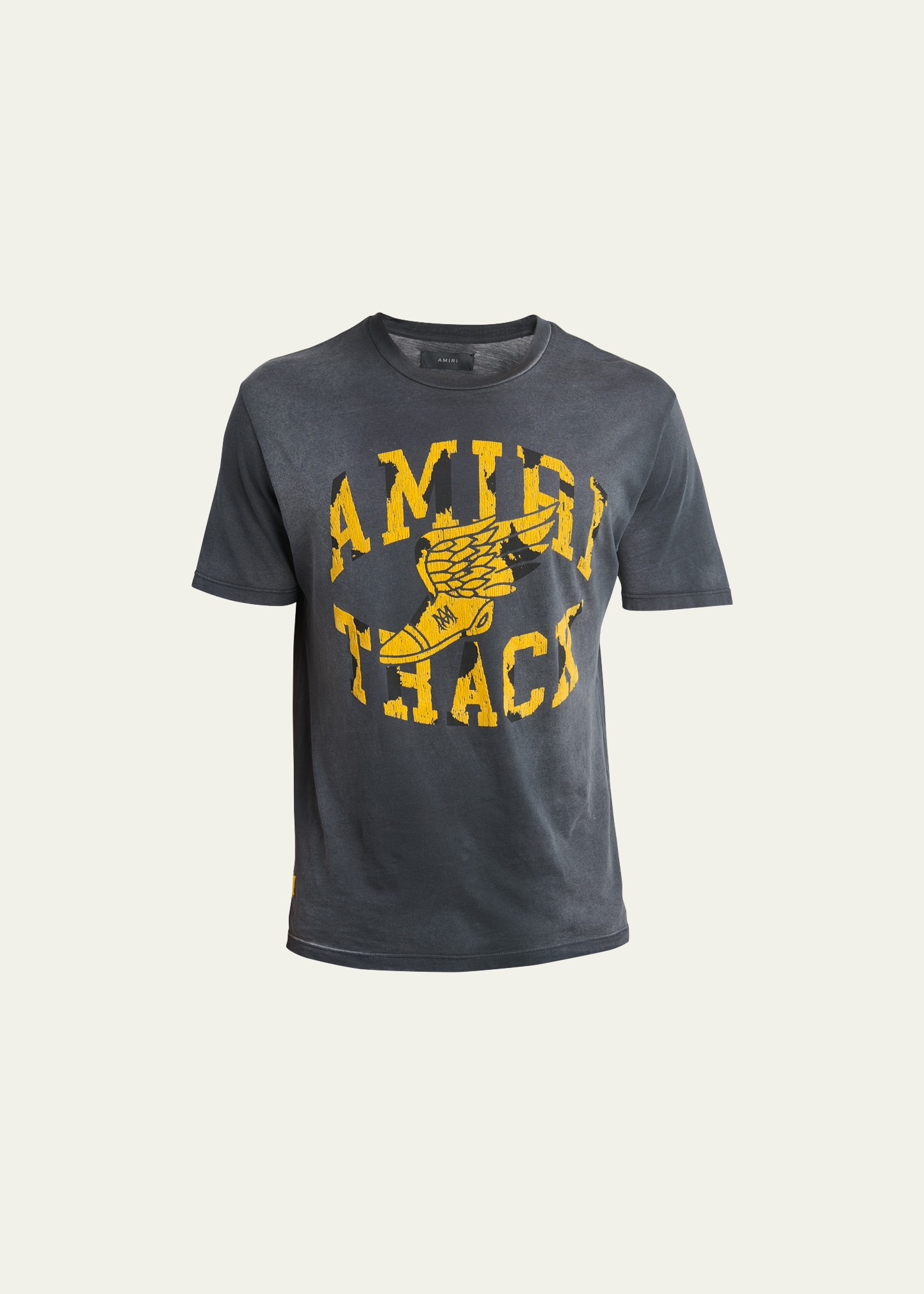 Shop Amiri Men's Faded Jersey Track Logo T-shirt In Faded Black