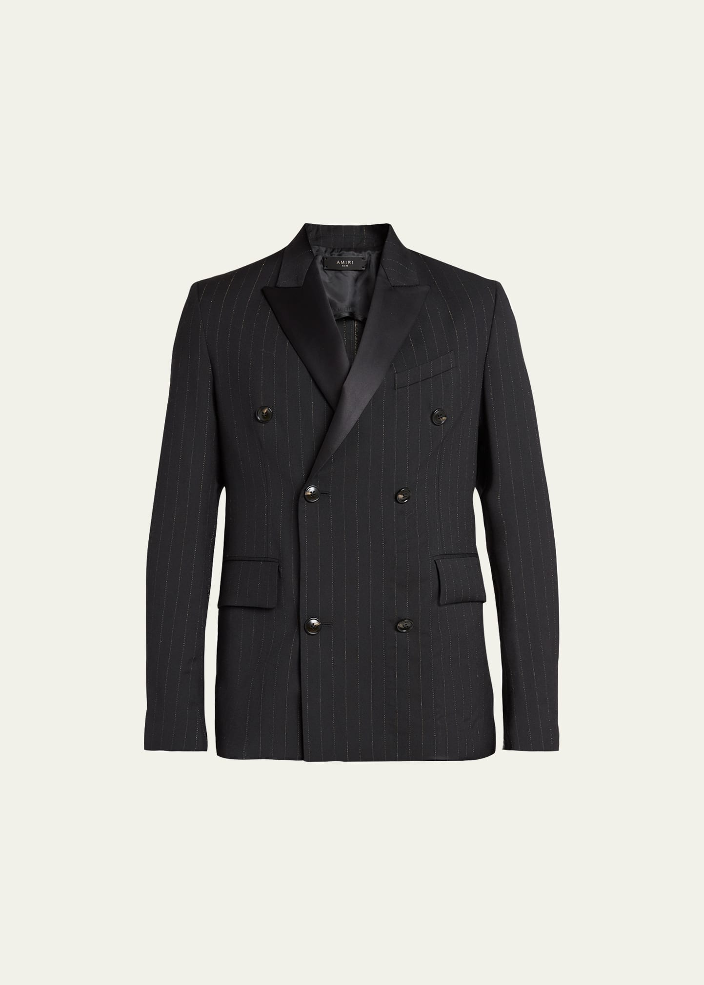 Amiri Men's Double-breasted Metallic Pinstripe Tuxedo Jacket In Black