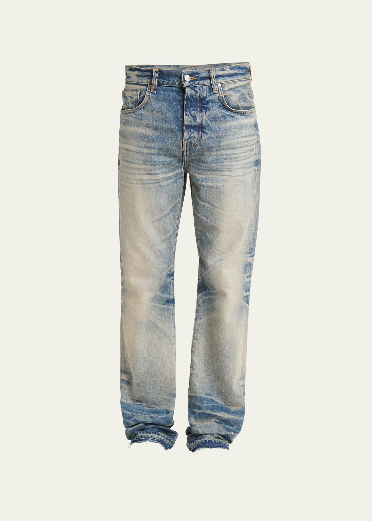 Amiri Men's Faded Straight-leg Jeans In Antique Indigo