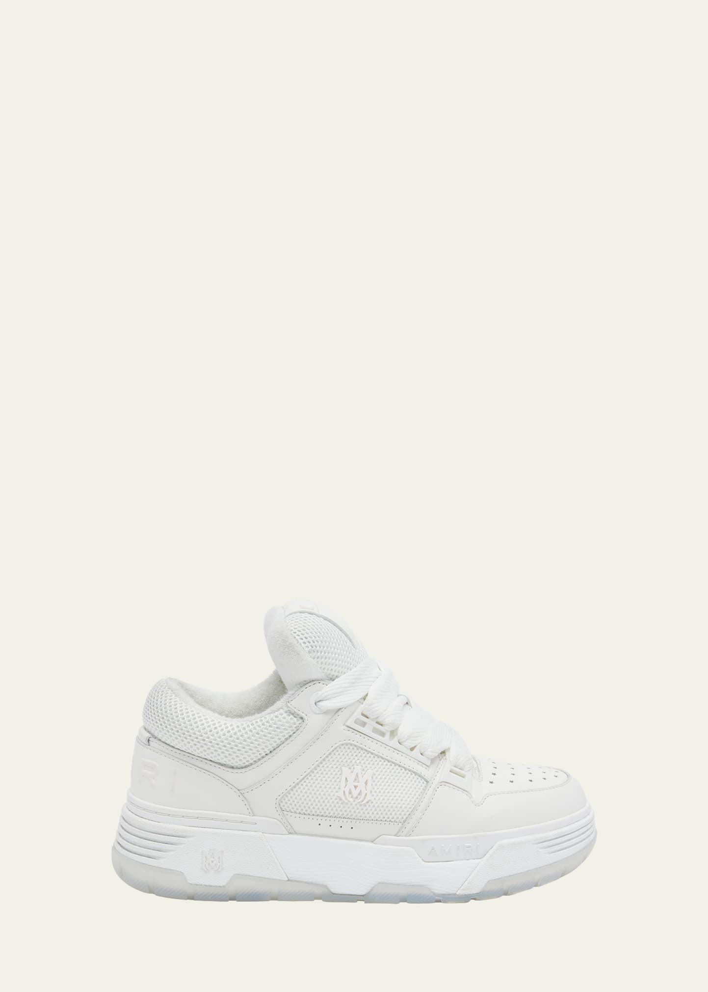 Shop Amiri Ma-1 Leather Mesh Sneakers In White