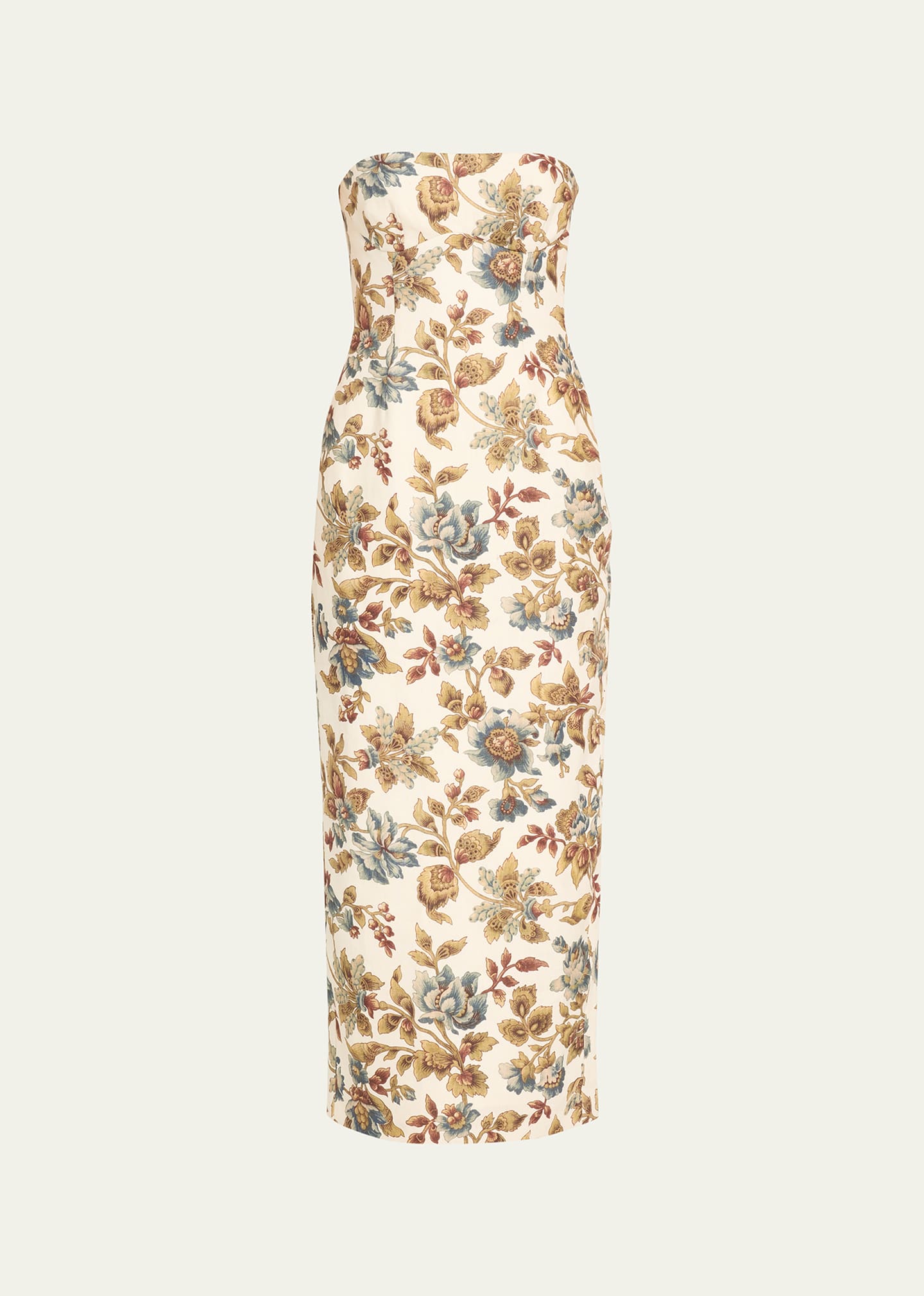Shop Sir Eleanora Floral Strapless Midi Dress In Viola Print