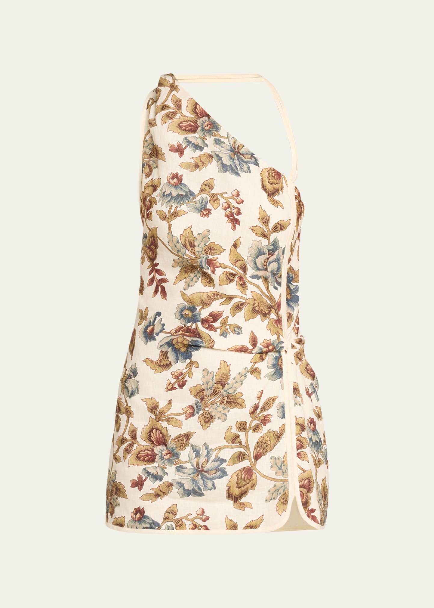 Sir Eleanora Floral Asymmetric Mini Dress In Viola Print