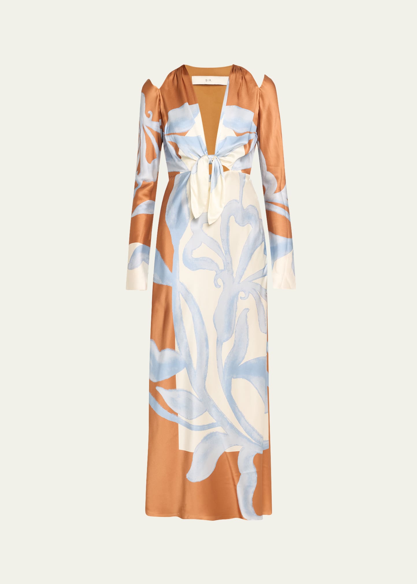 Sir Sorrento Long-sleeve Silk Scarf Dress In Sciarpa Print