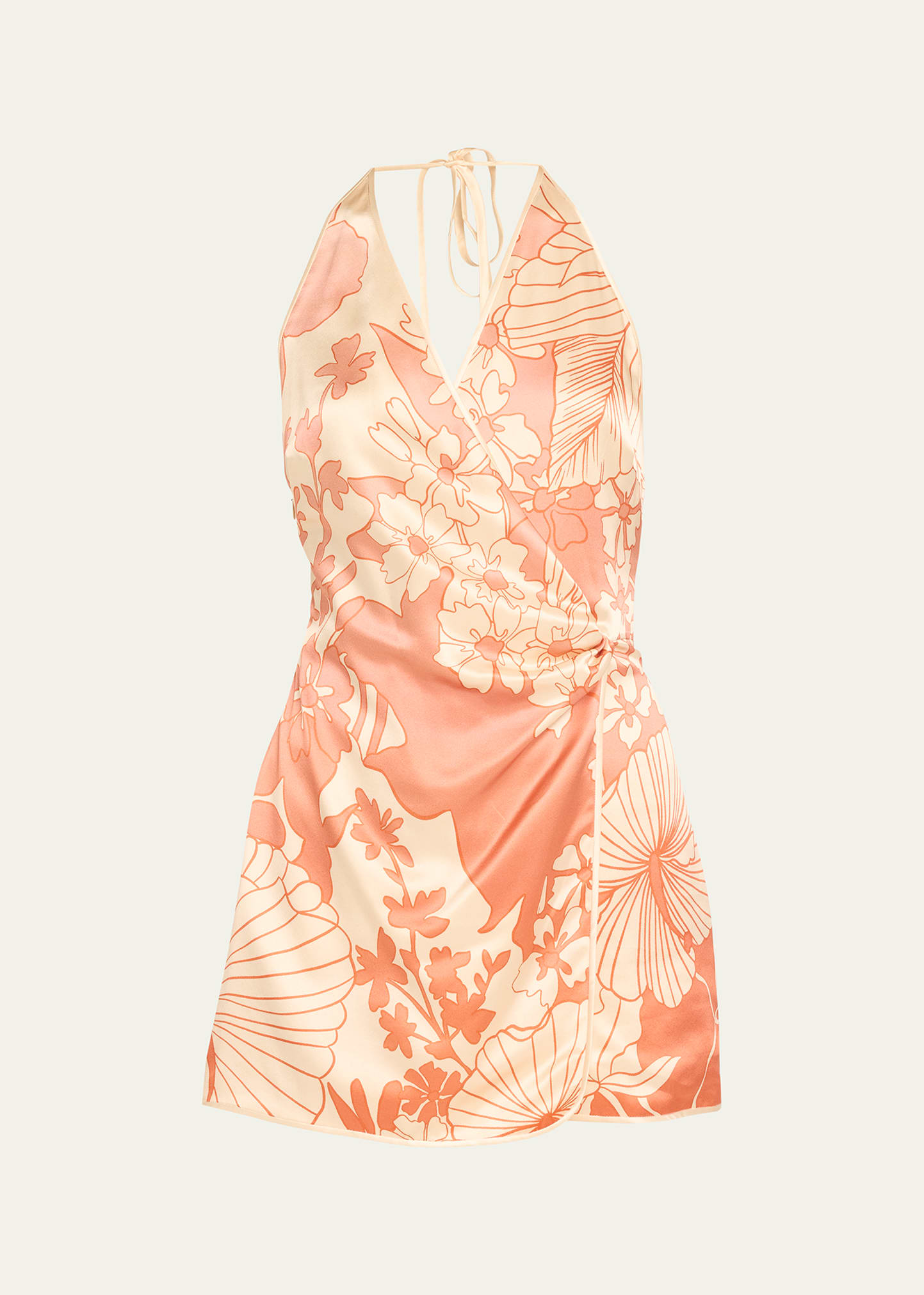Shop Sir Como Floral Silk Halter Mini Dress In Paradiso Print