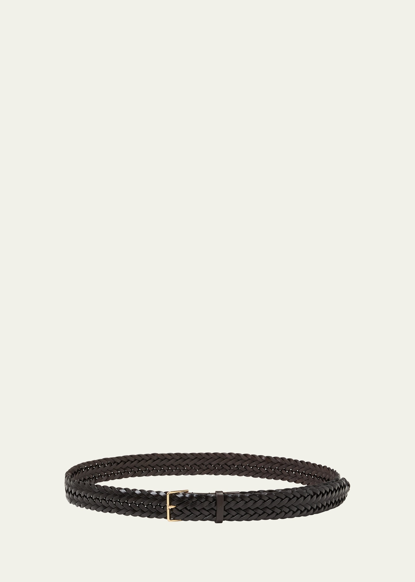 Max Mara Intreccio Woven Leather Belt In Brown