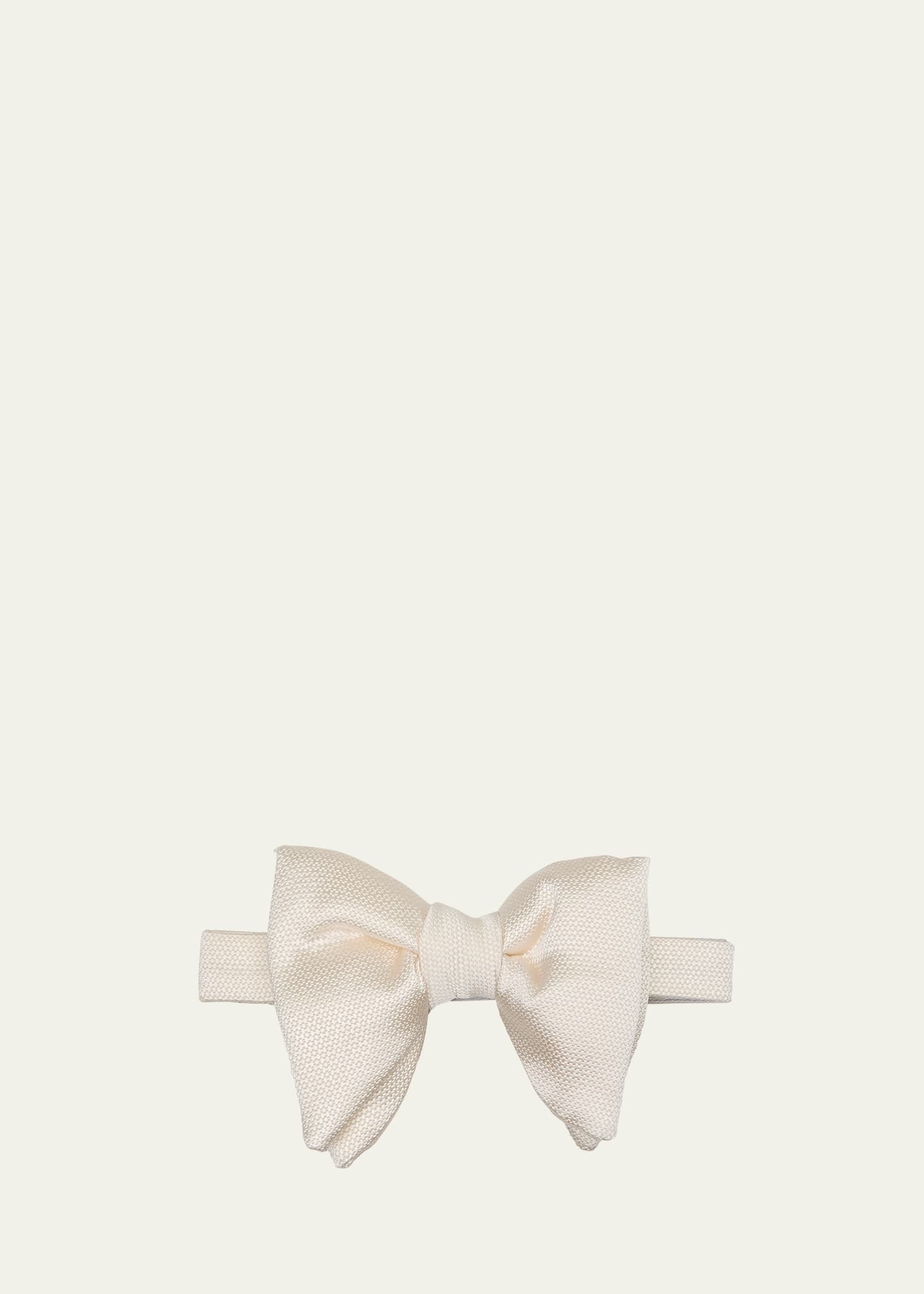 Shop Tom Ford Men's Small Silk-cotton Bow Tie In Cream