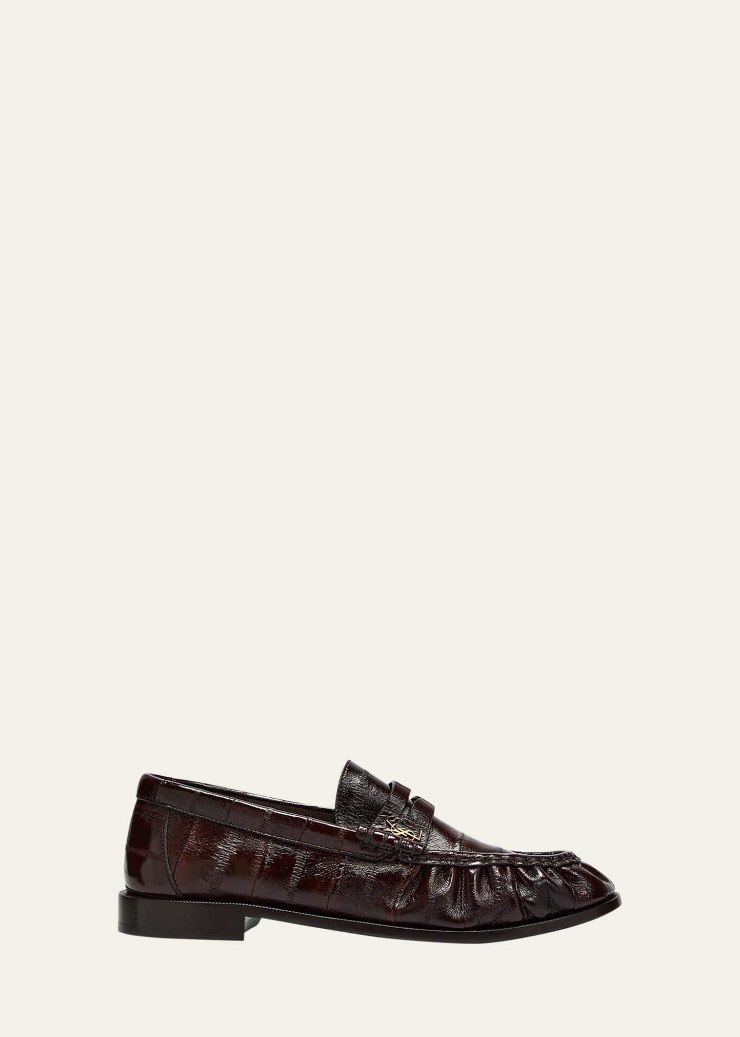 Saint Laurent Le Leather Ysl Penny Loafers In Scotch Brown