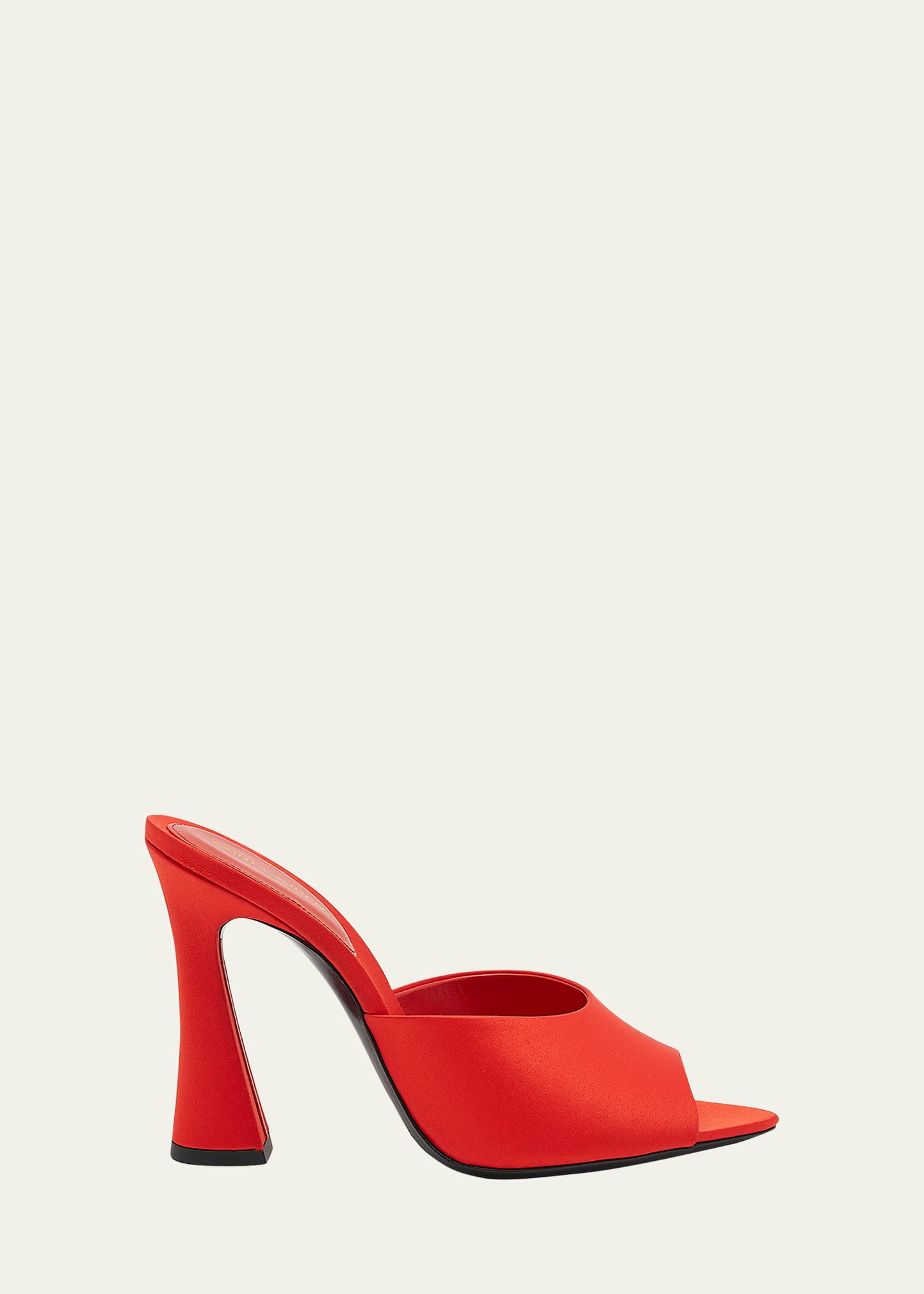 Shop Saint Laurent Suite Satin Block-heel Mules In Arancio