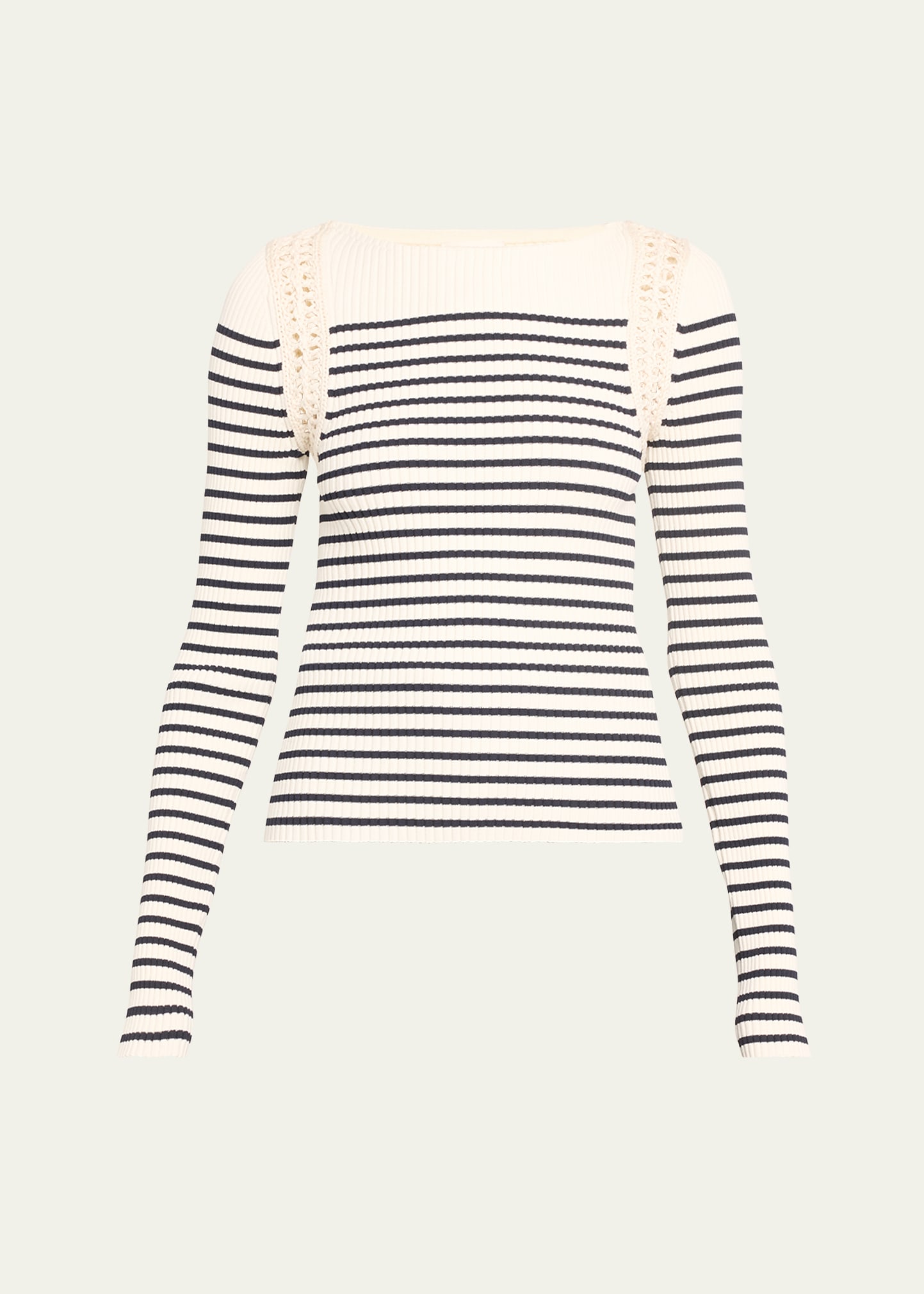 Shop A.l.c Isa Striped Long-sleeve Knit Top In Navybone